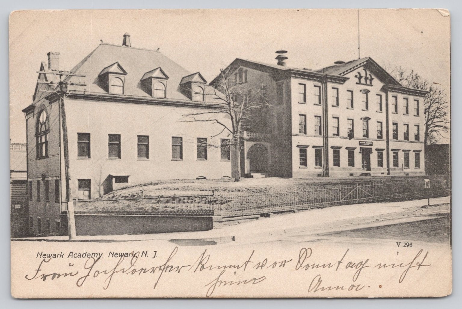 1907 Newark Academy, Newark, NJ Vintage Postcard - Postmarked