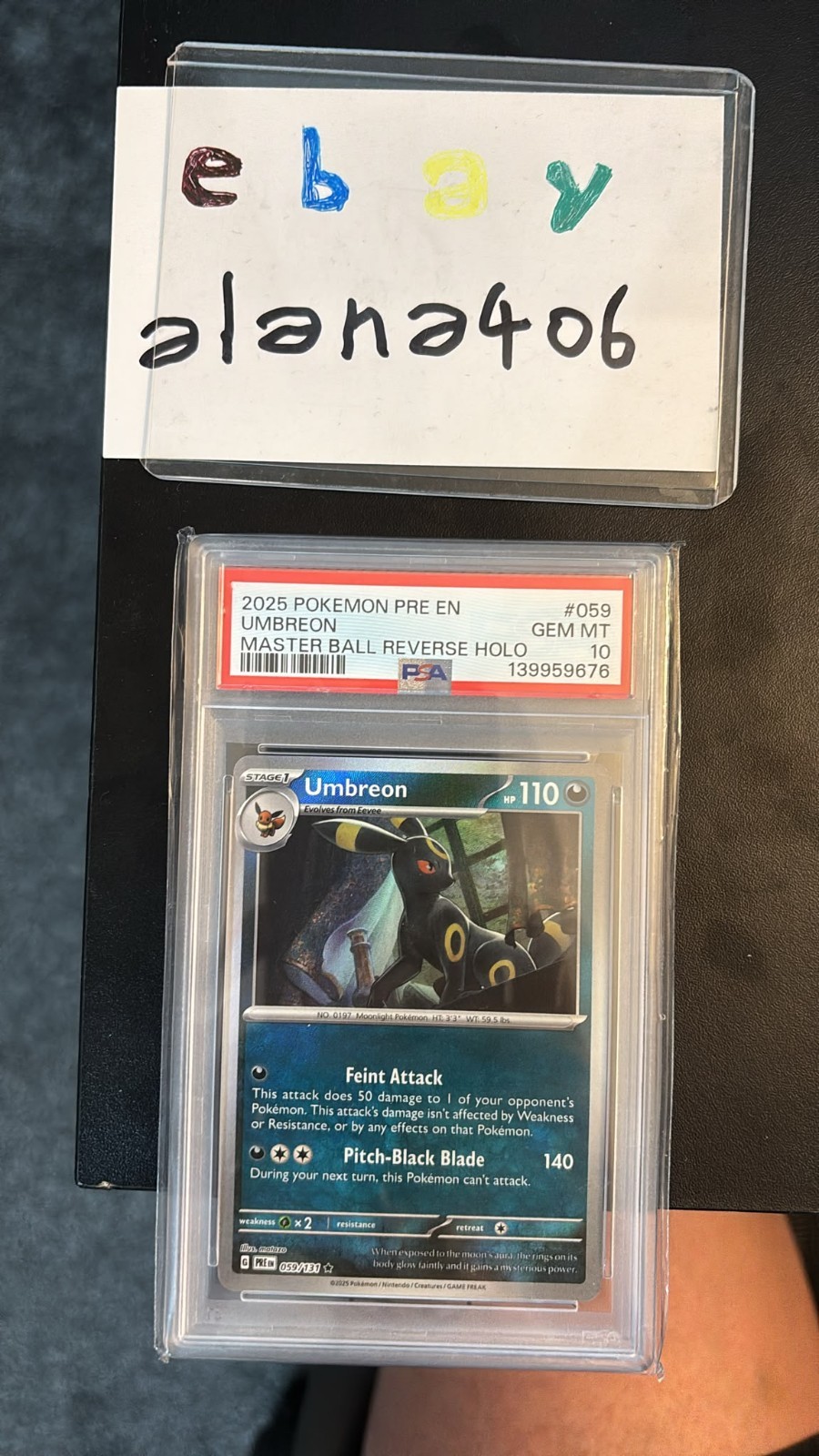 2025 POKEMON PRE EN-PRISMATIC EVOLUTIONS MASTER BALL REVERSE HOLO UMBREON PSA 10