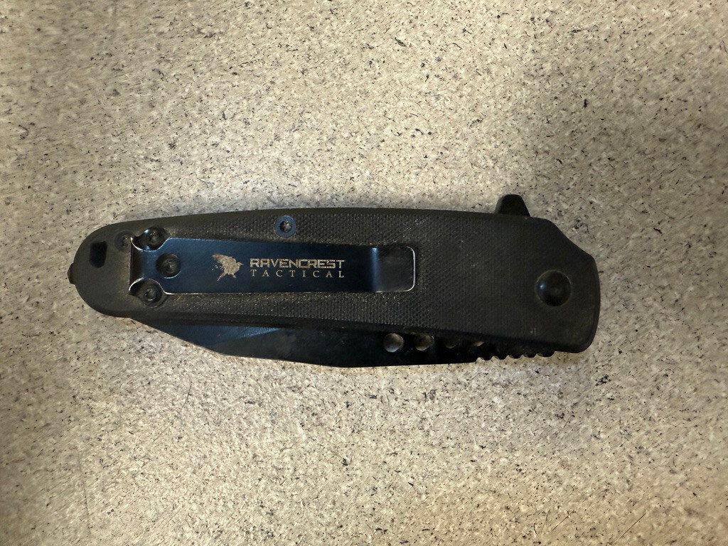 RAVENCREST TACTICAL Knife Flipper Liner Lock BLACK G10 Handles 440C Steel. CLEAN