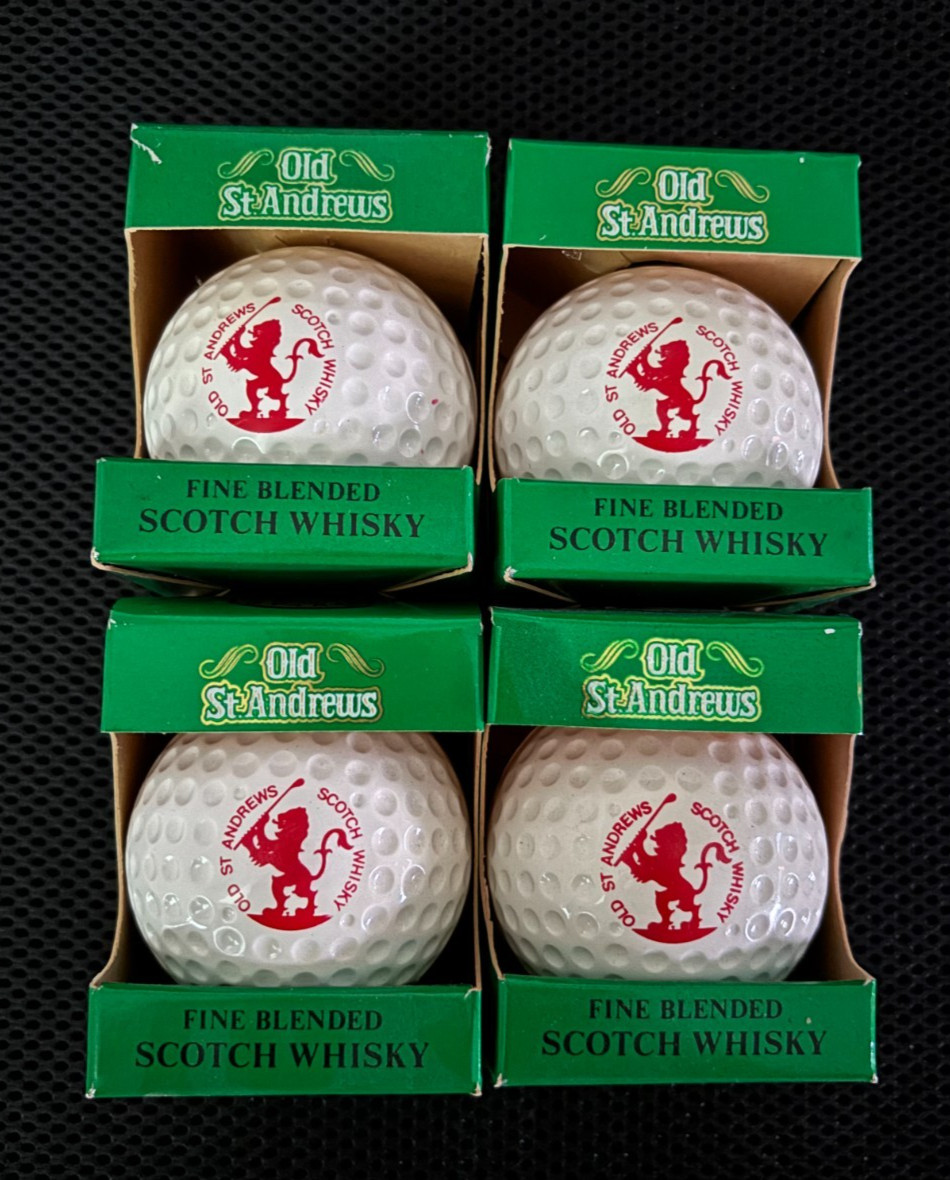 (4) VINTAGE 1982 OLD ST ANDREWS SCOTCH WHISKY GOLF BALL MINIATURE BOTTLE