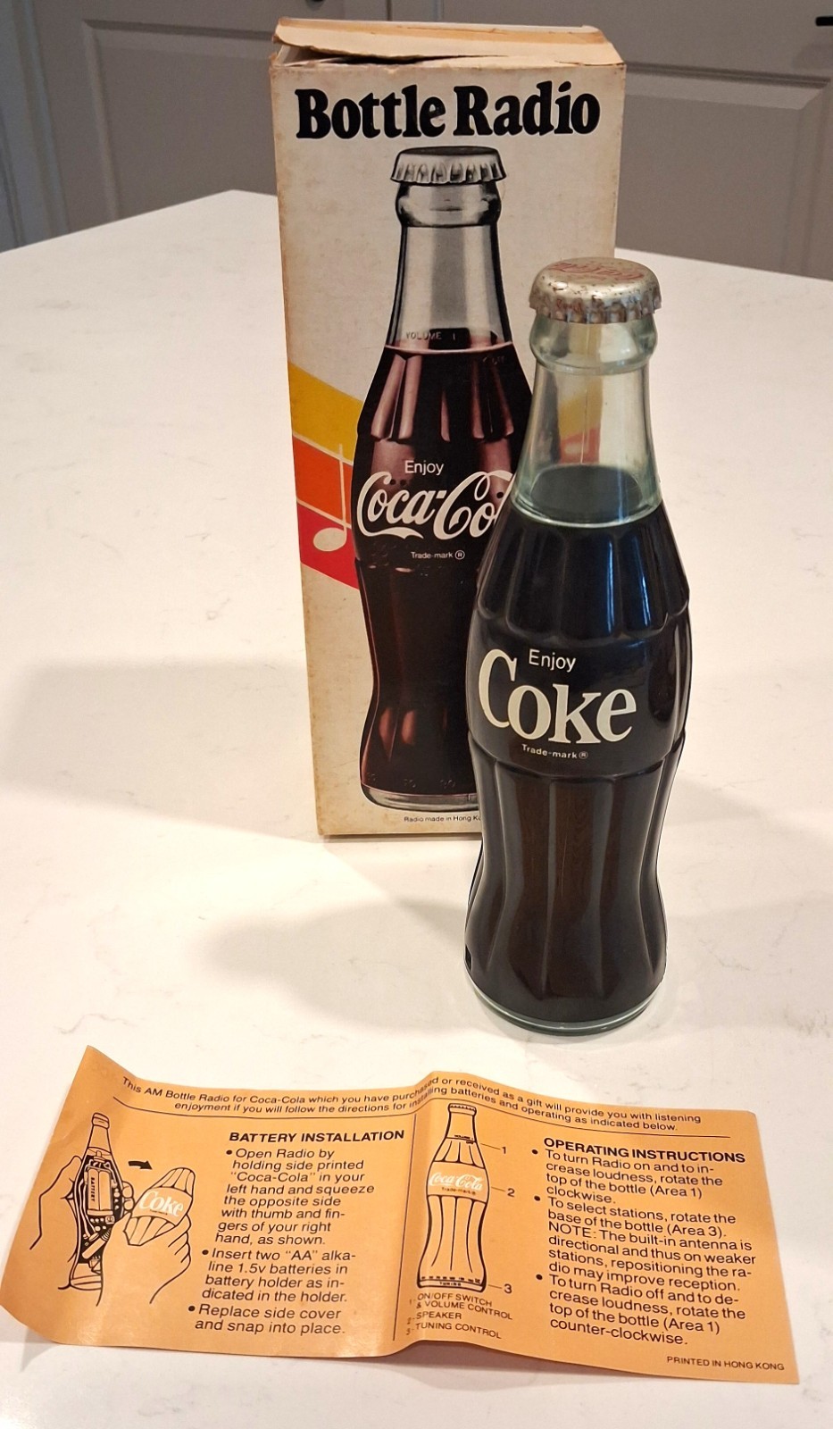 Vintage Coca Cola Bottle AM Transistor Radio by Radio Shack - CIB with Manual
