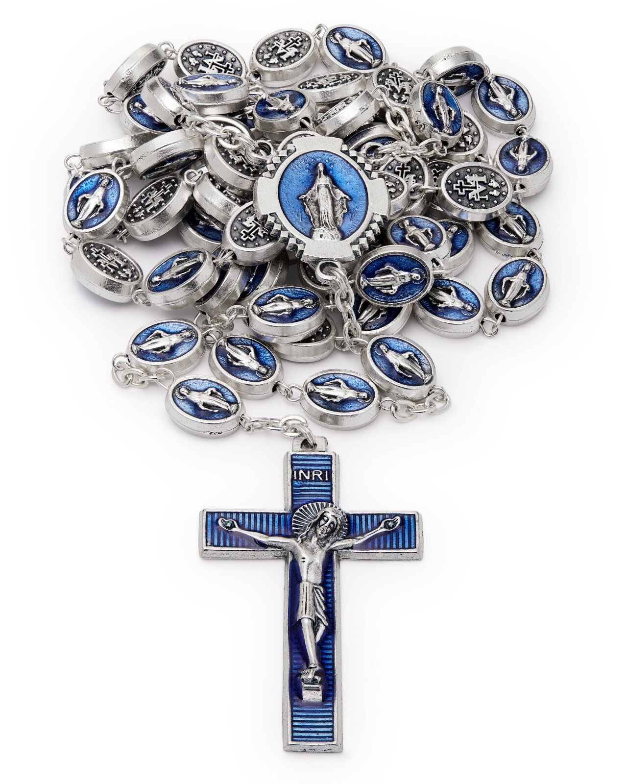 Miraculous Virgin Blue Rosary Beads Catholic Prayer Necklace Vatican from Italy