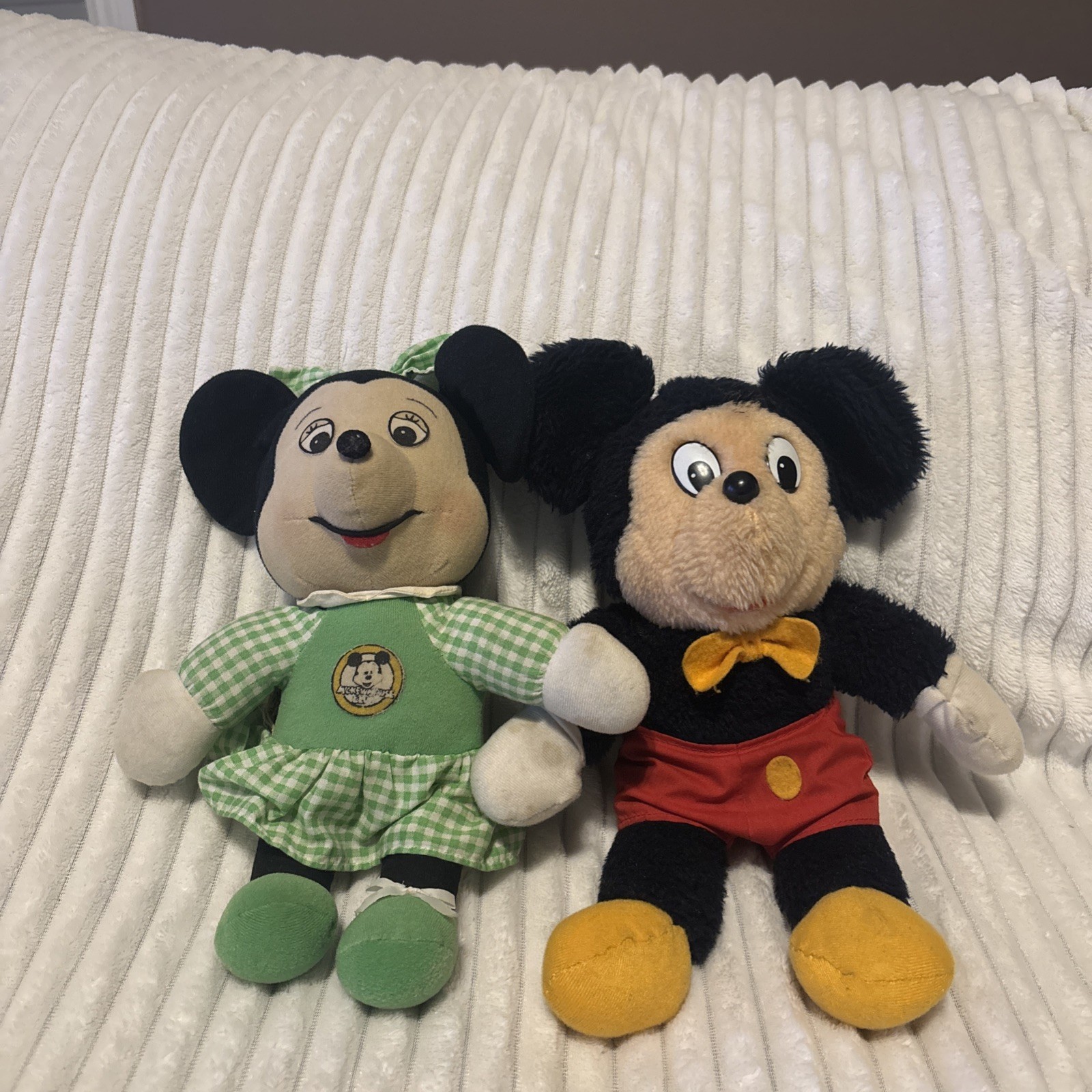 Vintage 1976 Knickerbocker TALKING Minnie Mouse Plush AND mid 70\'s Mickey Mouse