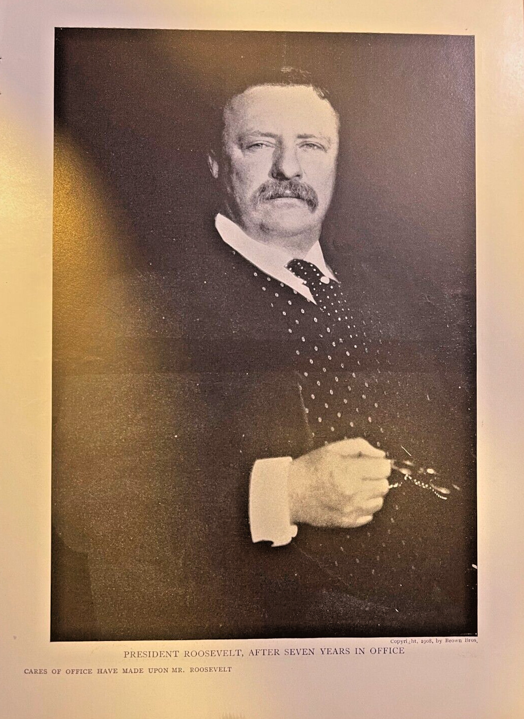 1908 Vintage Magazine Illustration President Theodore Roosevelt