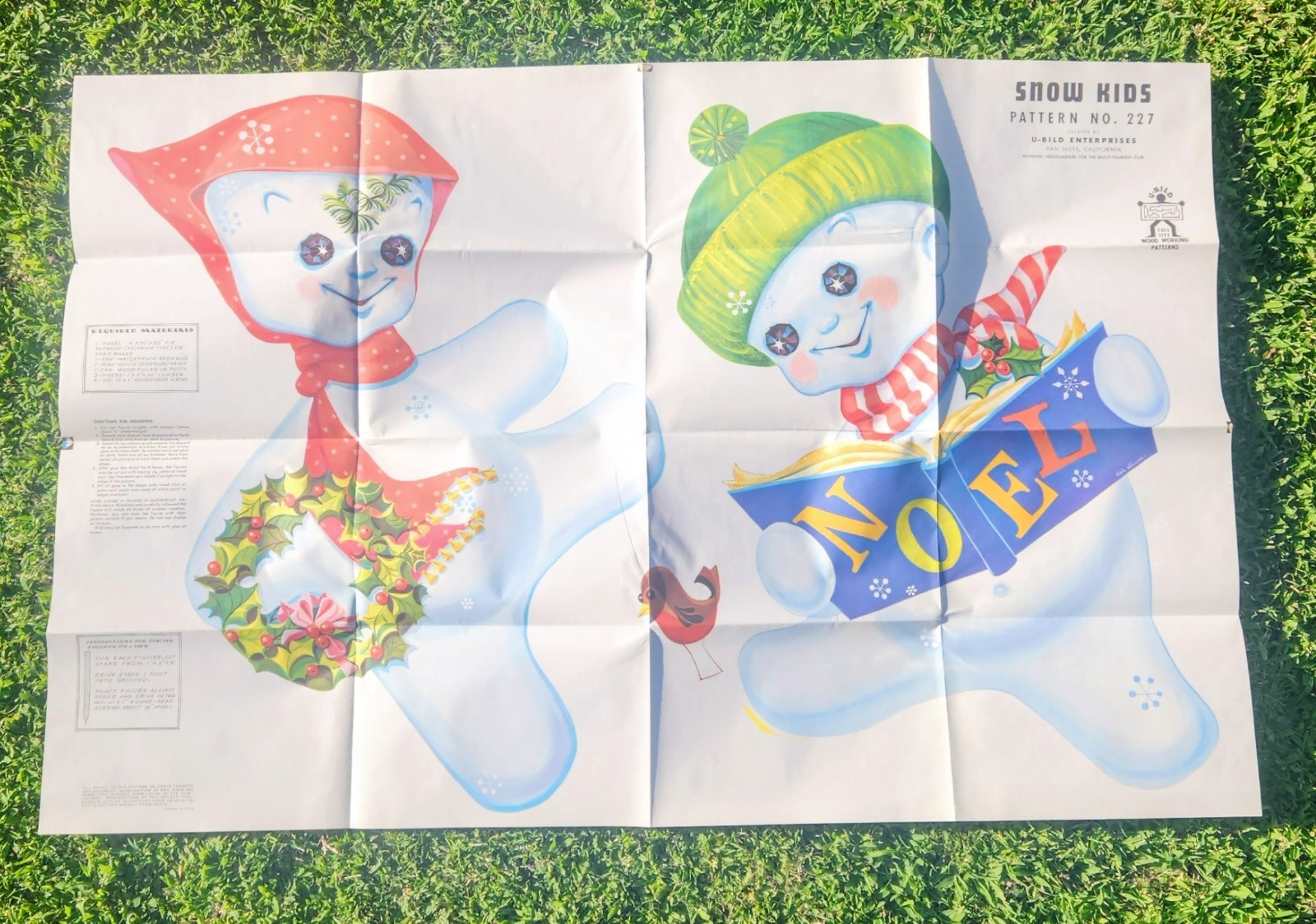Vtg 1950\'s U-BILD Snow KIds Pattern No. 227  Christmas Decorations