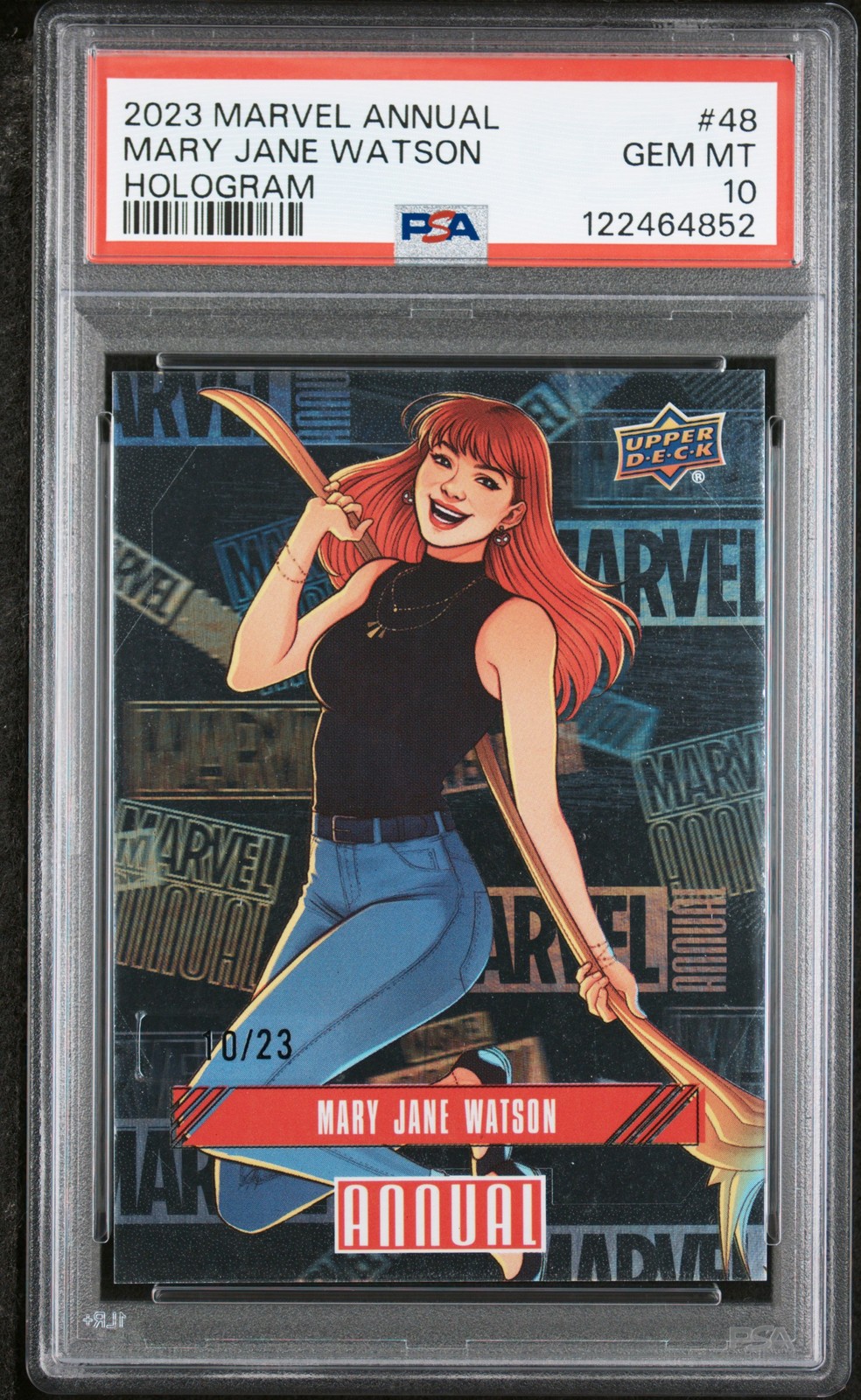 2023-2024 UD MARVEL ANNUAL HOLOGRAM #48 MARY JANE WATSON 10/23 PSA 10