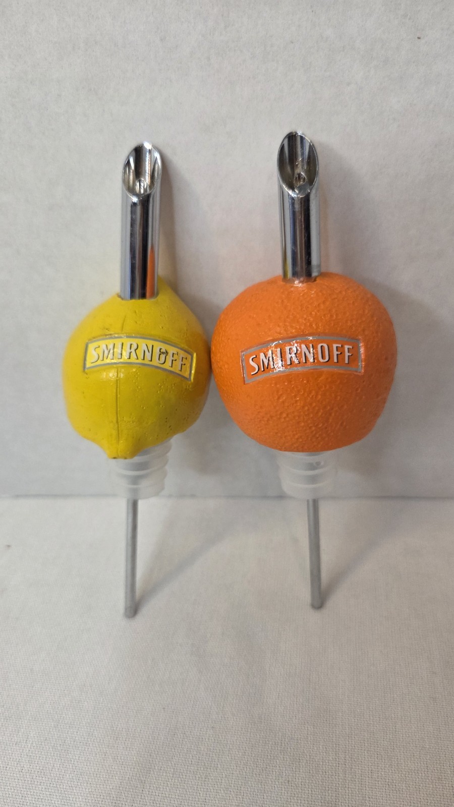 Vintage Vodka Bottle Pourers Spouts Alcohol Smirnoff Lemon Orange