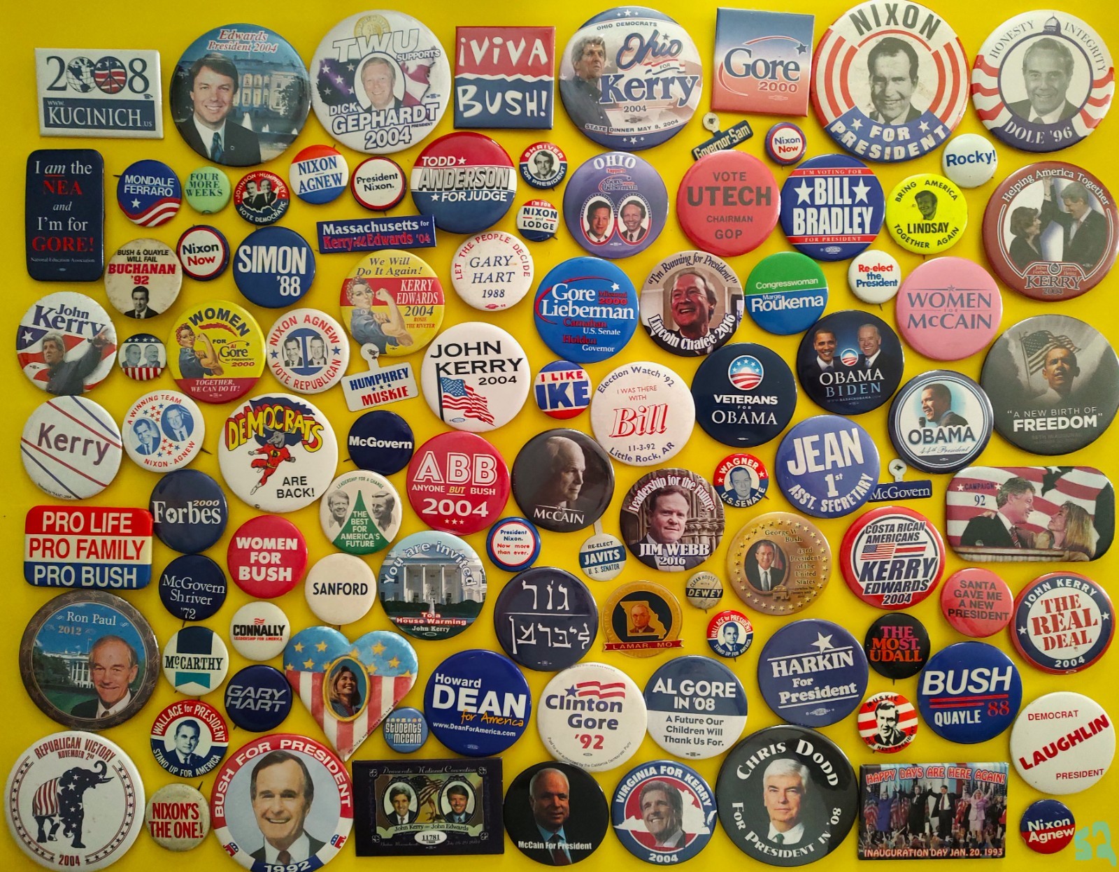 100 Diff PRESIDENTIAL POLITICAL CAUSE Campaign Pinbacks Pins Buttons 1940s + Lot