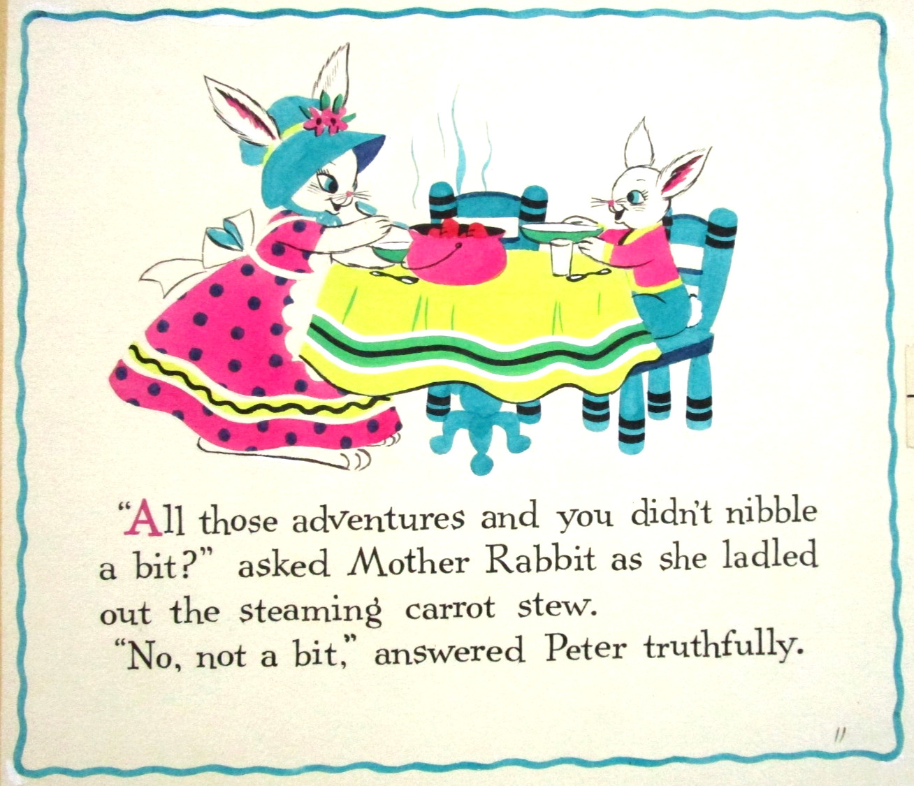 1972 PETER RABBIT CIRCUS DOLLIE TINGLE ORIGINAL drawing art BOOK PAINTING chef