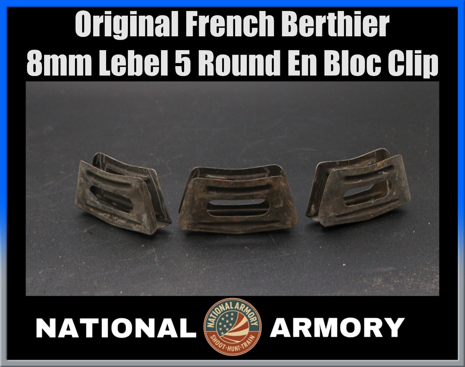 Original French Berthier 8mm Lebel 5 Round En Bloc Clip Mle 16 WWI WWII