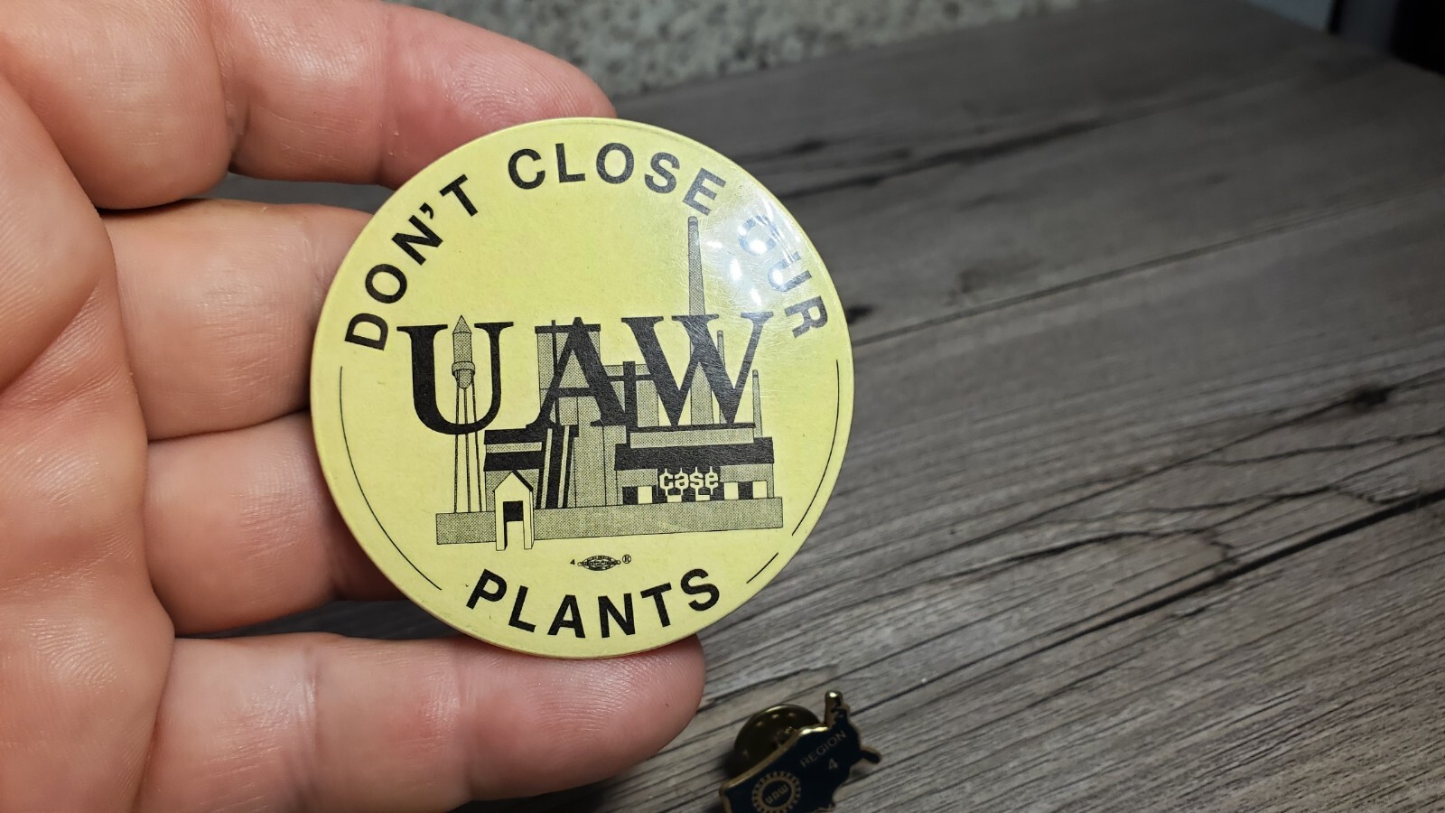 Vintage UAW Pins Lot Case Plants Region 4 US Map Enamel Dont Close Our Plants