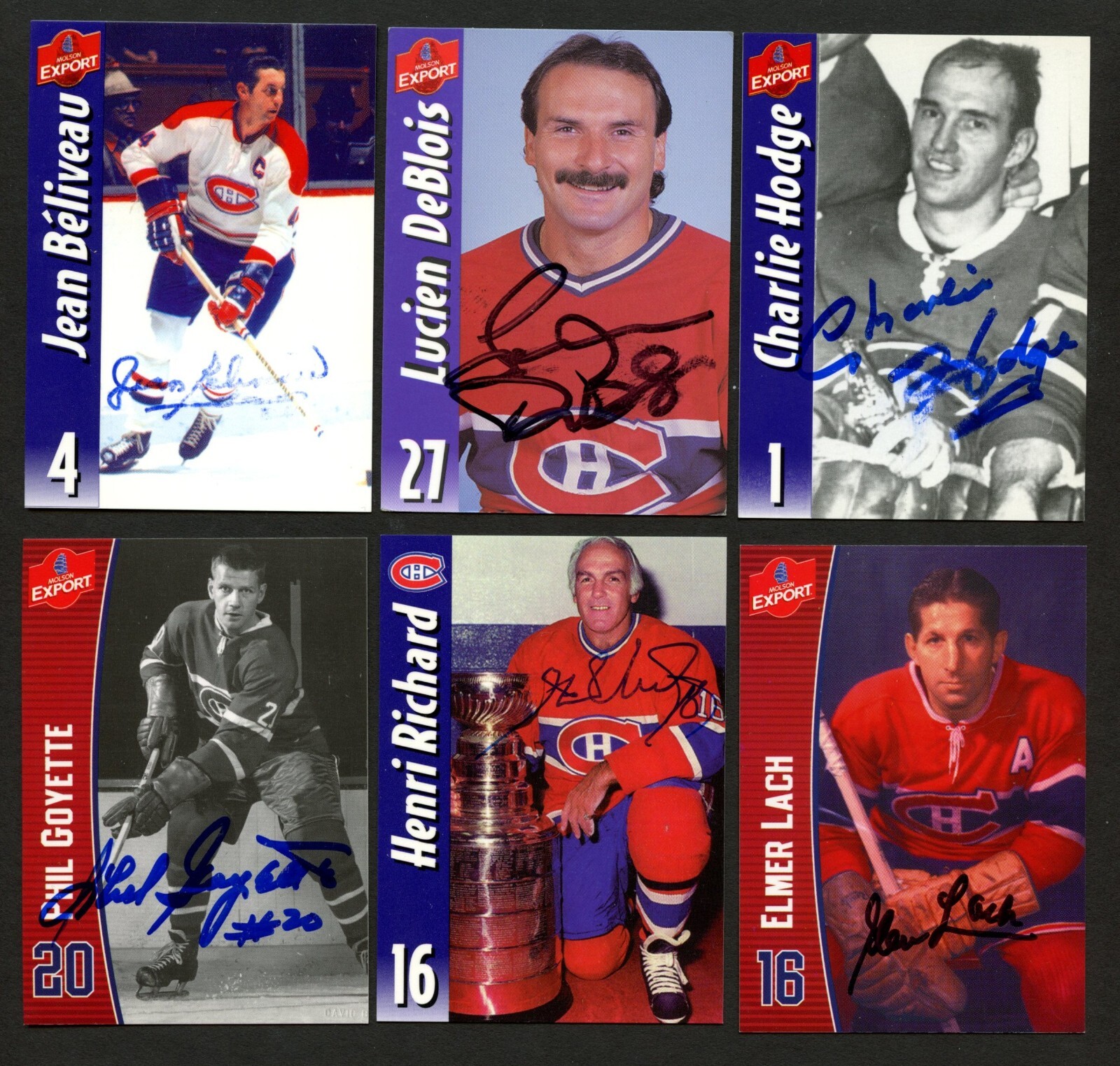 6 different signed autographed Molson Export Canadiens Hockey READ DESCRIPTION