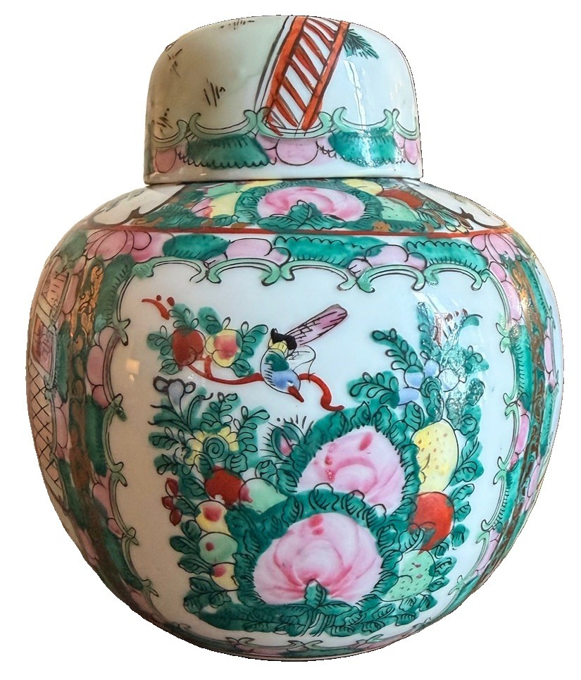 Vintage Robinson’s  Porcelain Ginger Jar Hong Kong Famille Rose 6”