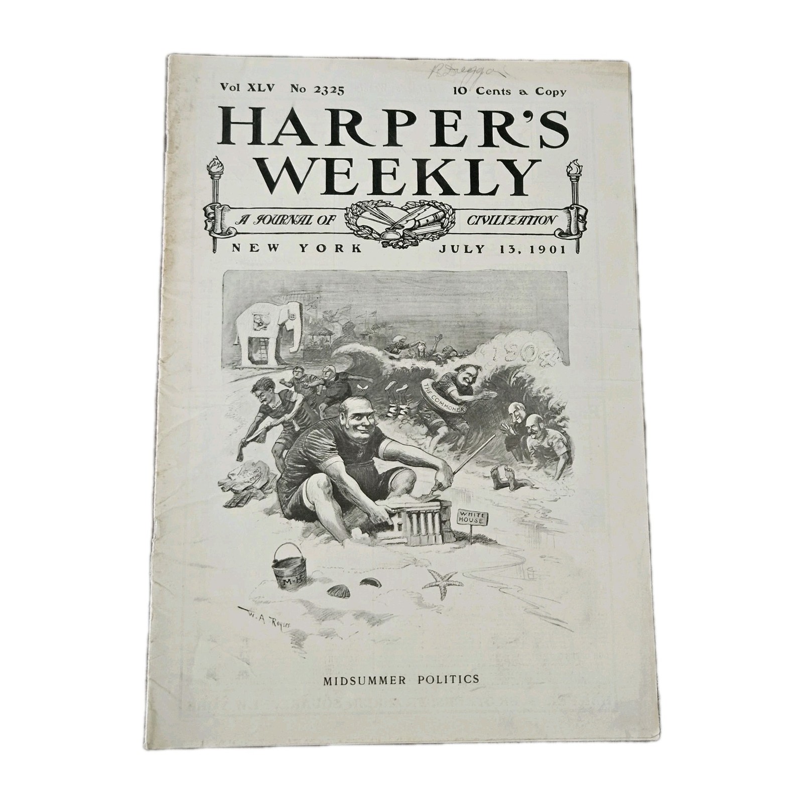 1901 Harper’s Weekly July 13 Complete Magazine Midsummer Politics NYC Art Ads