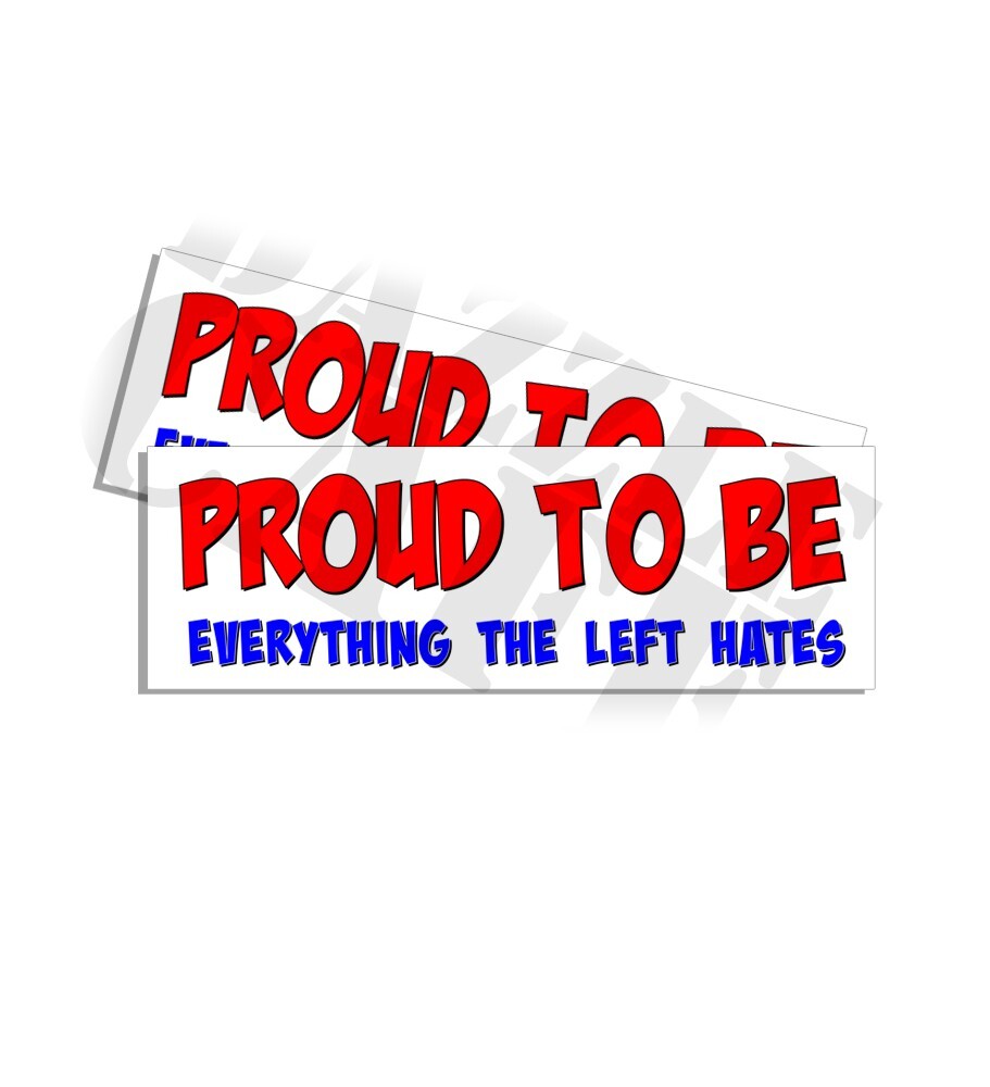 Proud to Be Everything the Left Hates Sticker Funny Right Wing Decal 2pk