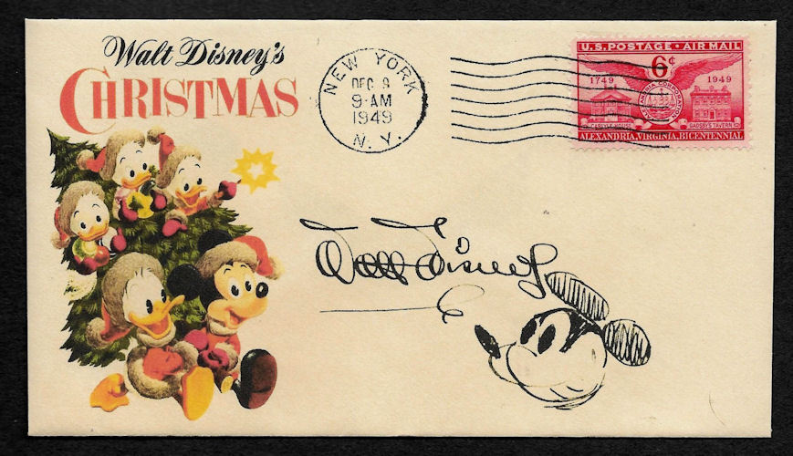1949 Walt Disney Xmas Featured on Collector's Envelope *OP281
