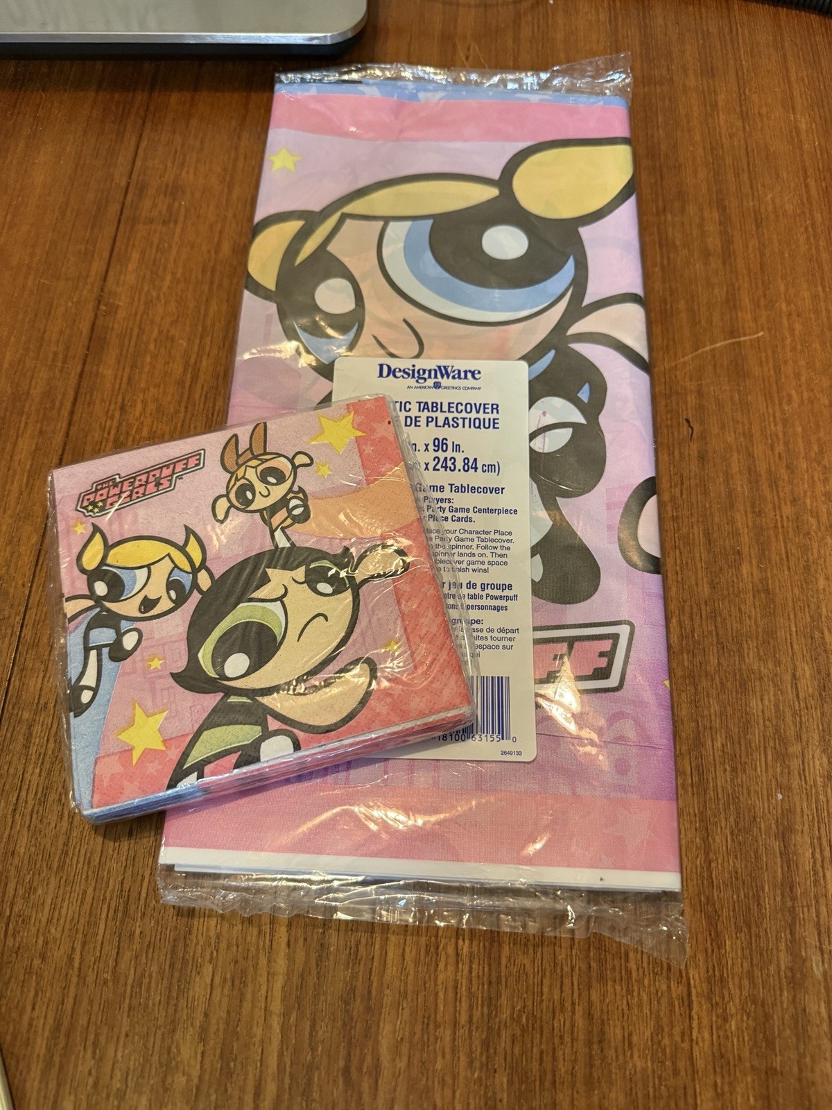 Vintage 1999 Powerpuff Girls Napkins 16ct & Tablecloth Set DesignWare Y2K