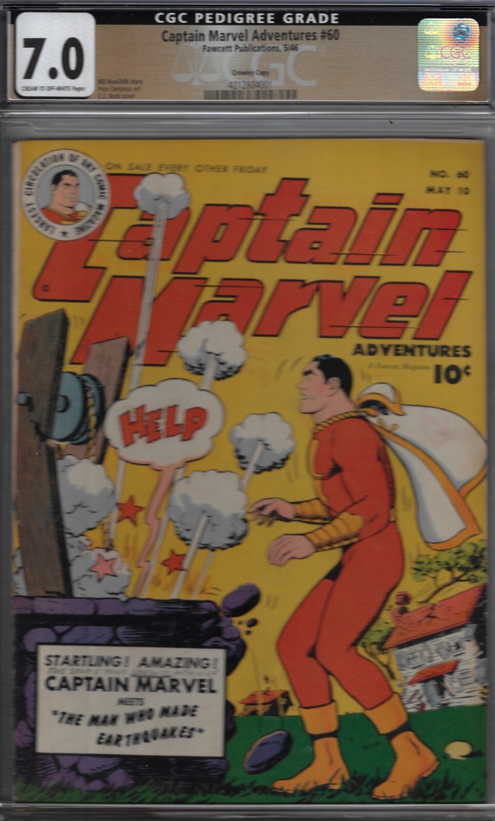 CAPTAIN MARVEL #60 - CGC 7.0-SUPER GOLD-CROWLEY COPY-FAWCETT