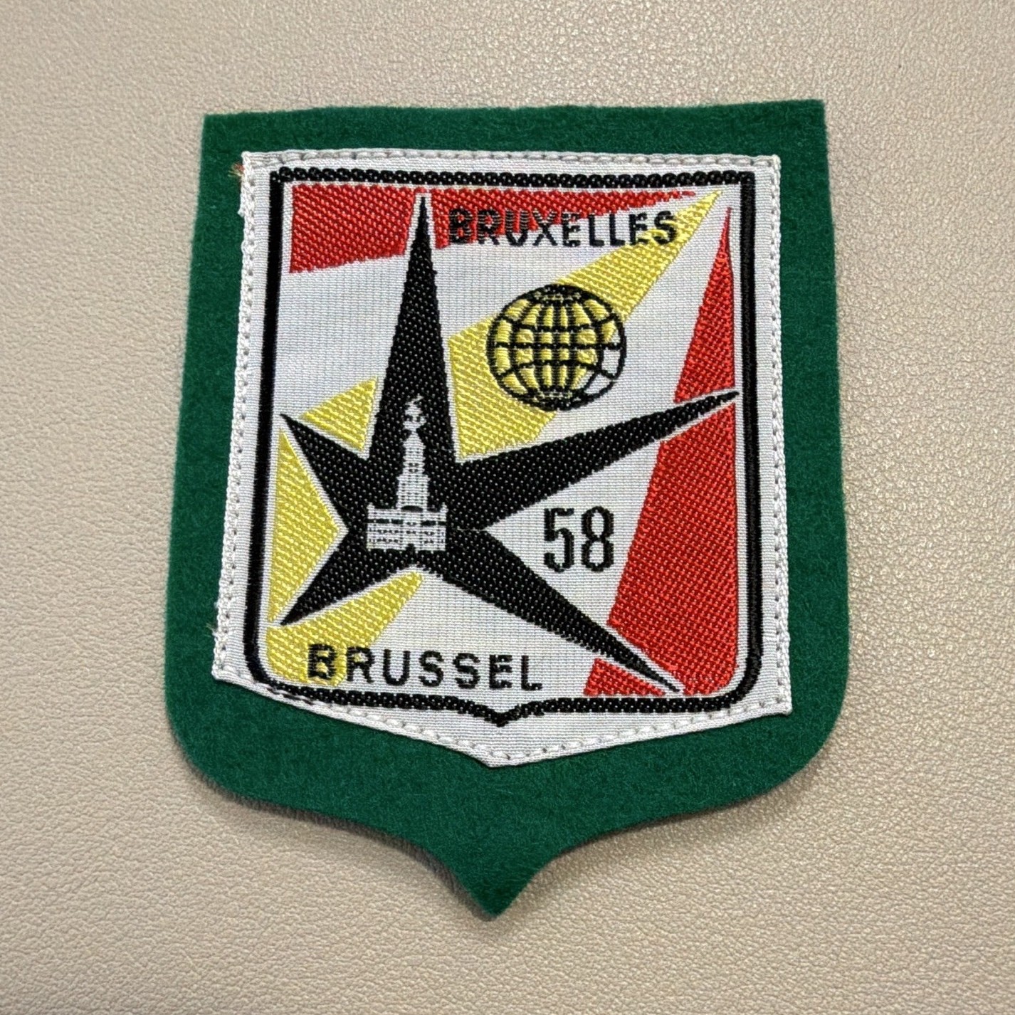 Vintage 1958 Brussels World’s Fair Felt Patch - Rare Expo 58 Souvenir Badge