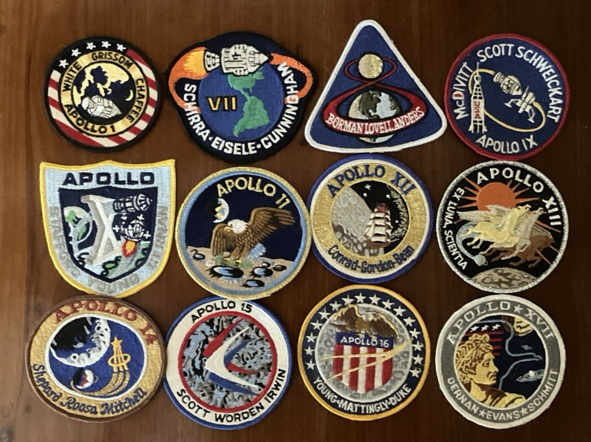 Complete Set - All 12 Crewed Apollo Missions Vintage NASA Embroidered Patches Complete Set - All 12 Crewed Apollo Missions Vintage NASA Embroidered Patches