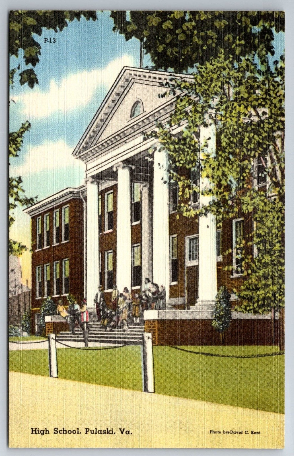 Vintage Postcard VA Pulaski High School Students Linen ~12527