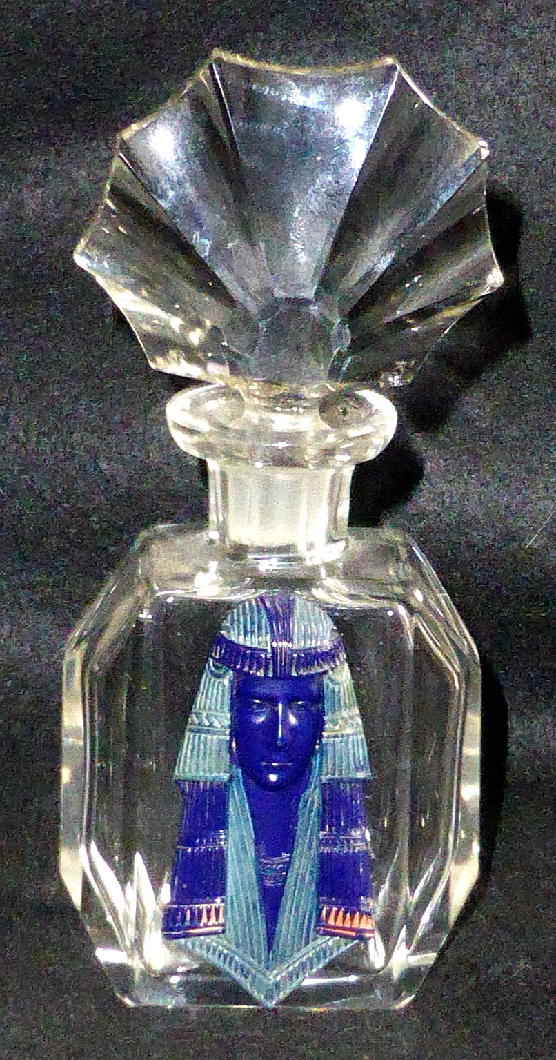 Very Rare Antique Art Deco Egyptian Revival Perfume Bottle, 1920s