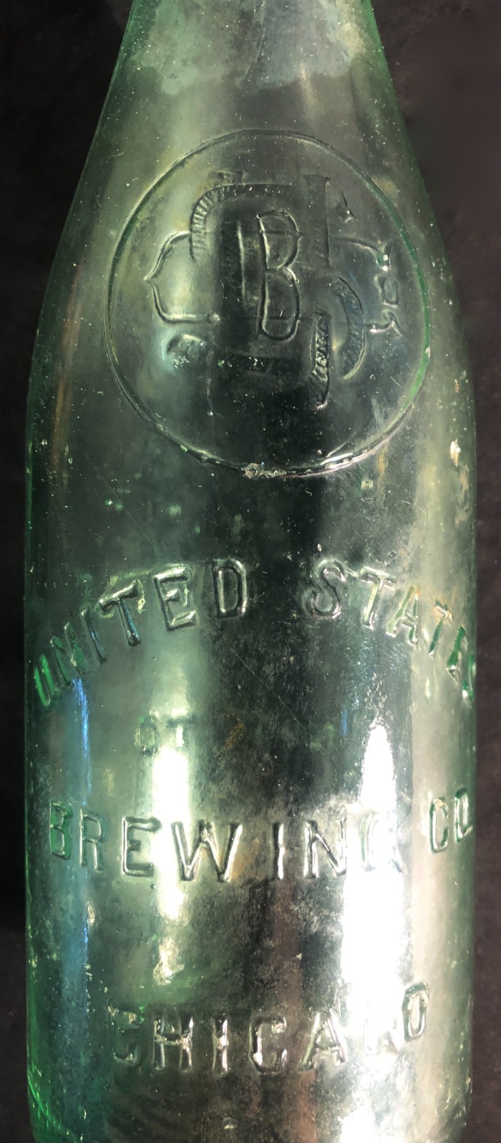 Antique 1889-1927 United States Brewing Co Chicago Embossed Pre Pro Beer Bottle