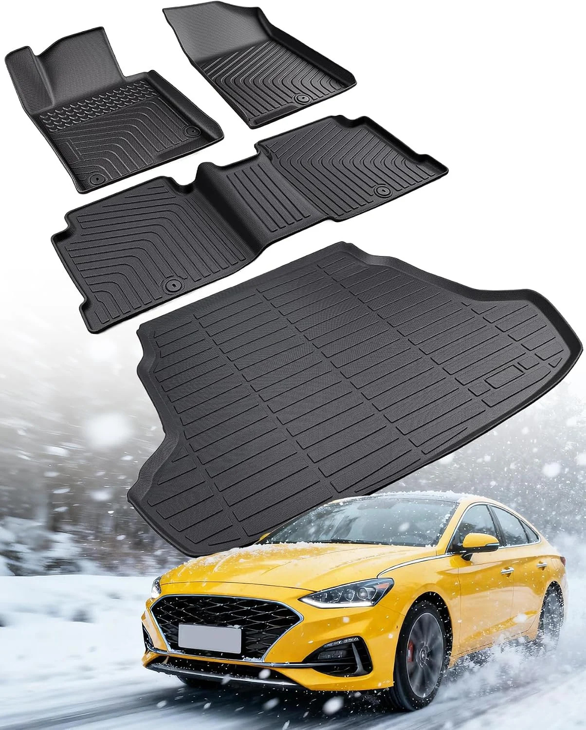 Floor Mats for Hyundai Sonata: 2015-2019 & for Kia Optima 2016-2019, 4PCS | All