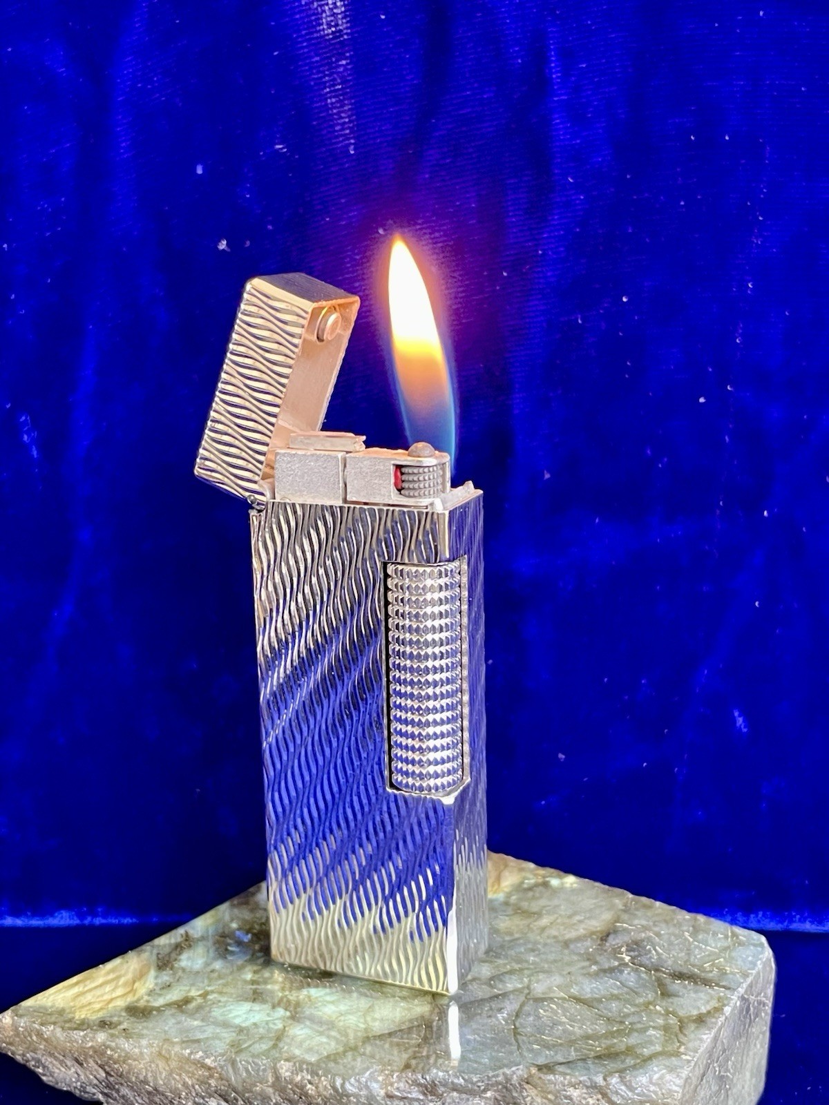 Dunhill Lighter Vintage Silver Rollagas Super Mint Condition Works Year Warranty