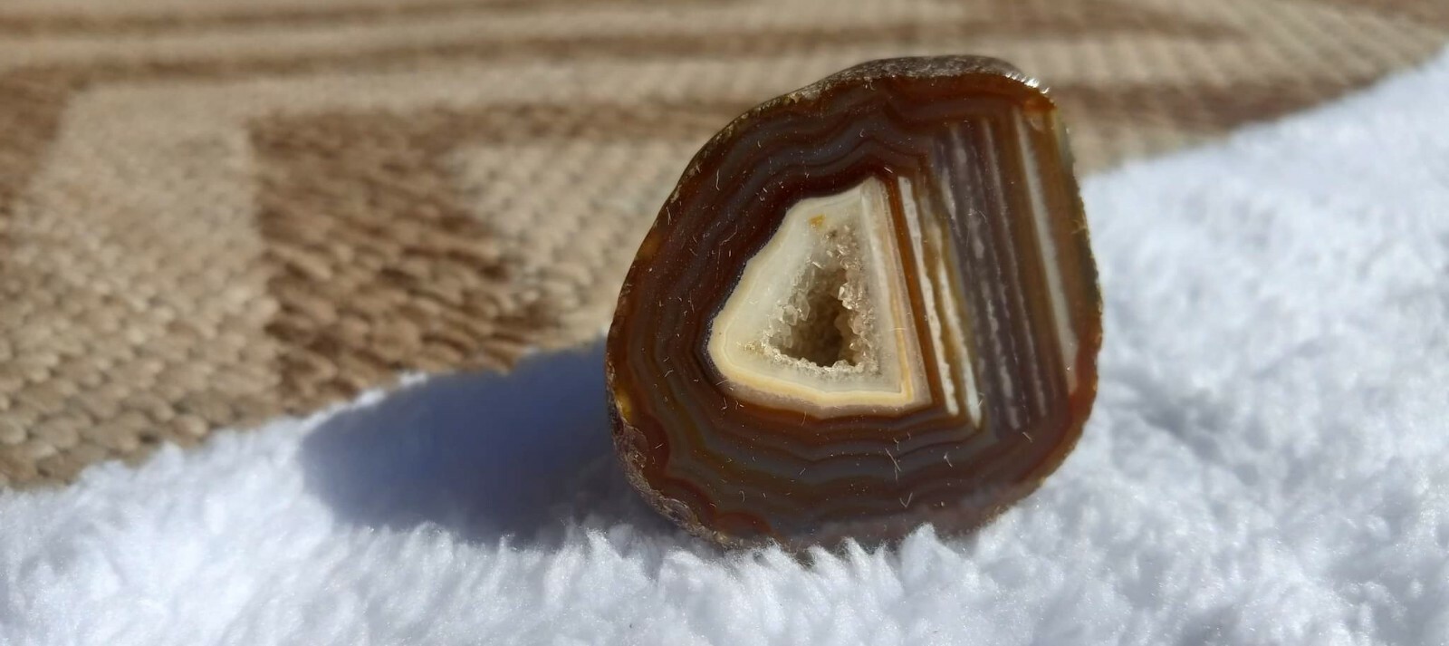 Gorgeous Brown and White Triangular Patterned Waterline Agate