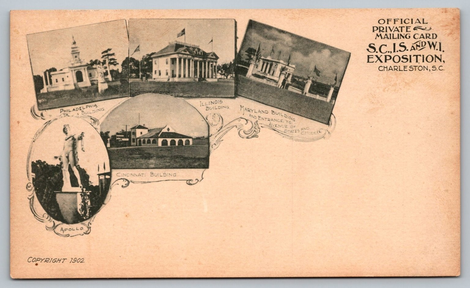 1902 Charleston SC Exposition Private Mailing Card S.C. I.S. and W.I  PMC RARE