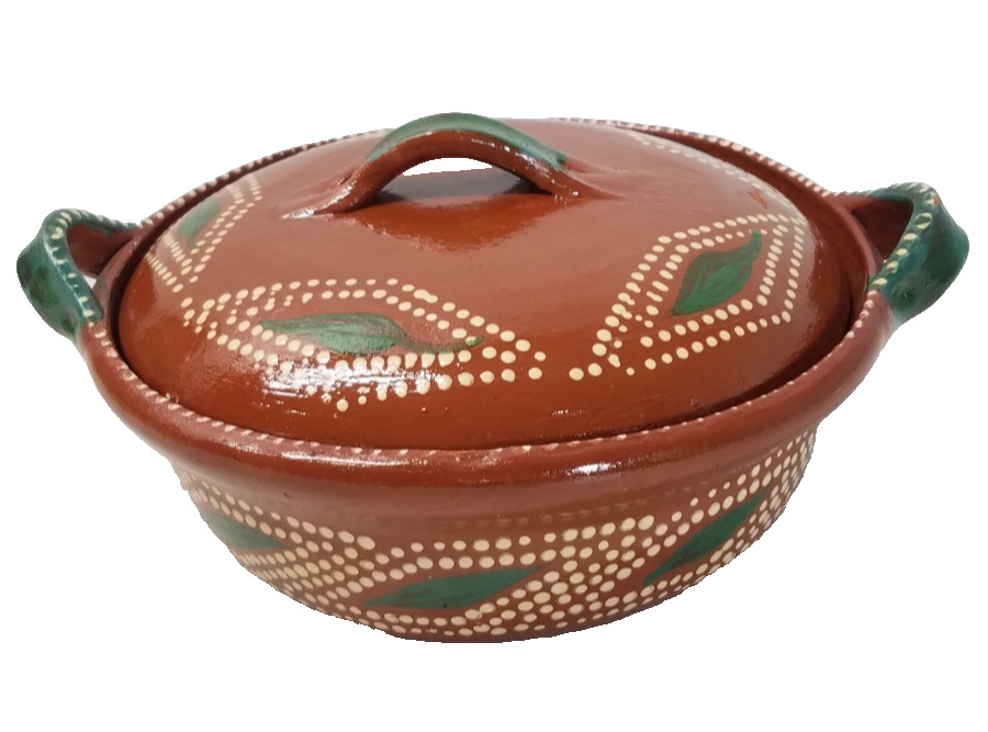 Cazuela de Barro con Tapa Red Clay Cooking Pot w Lid Mexican Pottery 5554CP