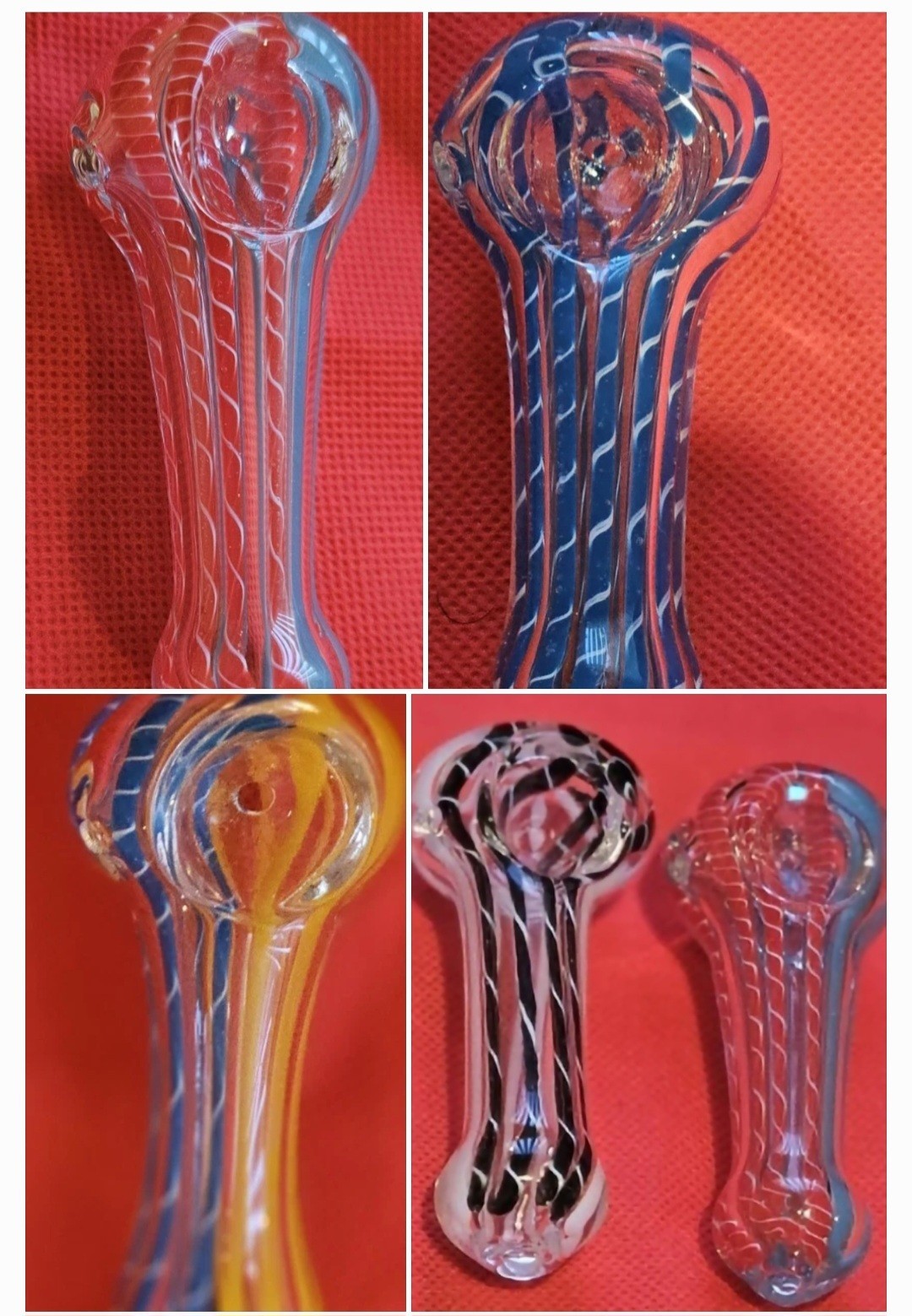 6 Pack 3” 3.5 Inch Assorted  Colors Smoking THICK HEAVY Glass Hand Pipe