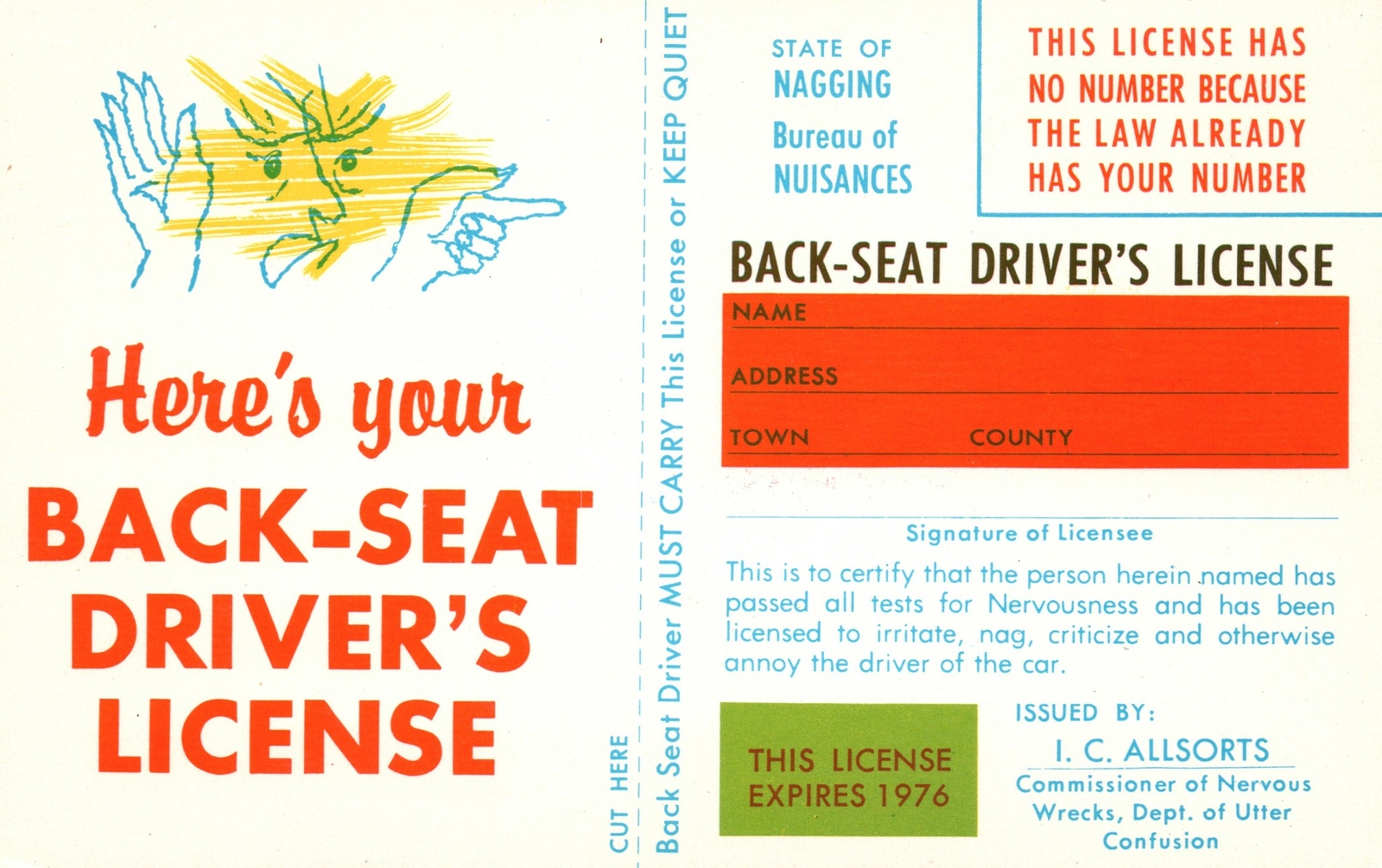 Vintage Postcard Here Is Your Boxy Driver's License Poster License Issuance
