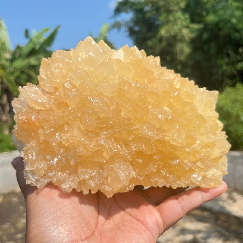 5.9 Lb Huge Yellow Calcite Crystal | High Quality Flower Calcite | Healing Stone