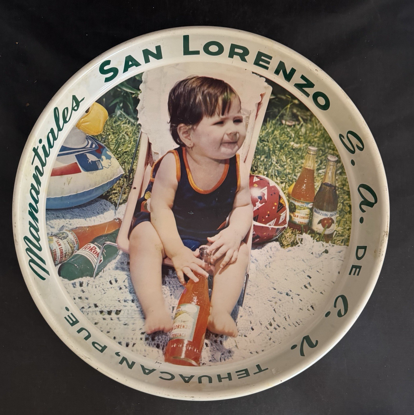Vintage 1960’s Mexican Agua Mineral San Lorenzo Tehuacan Puebla Soda Metal Tray