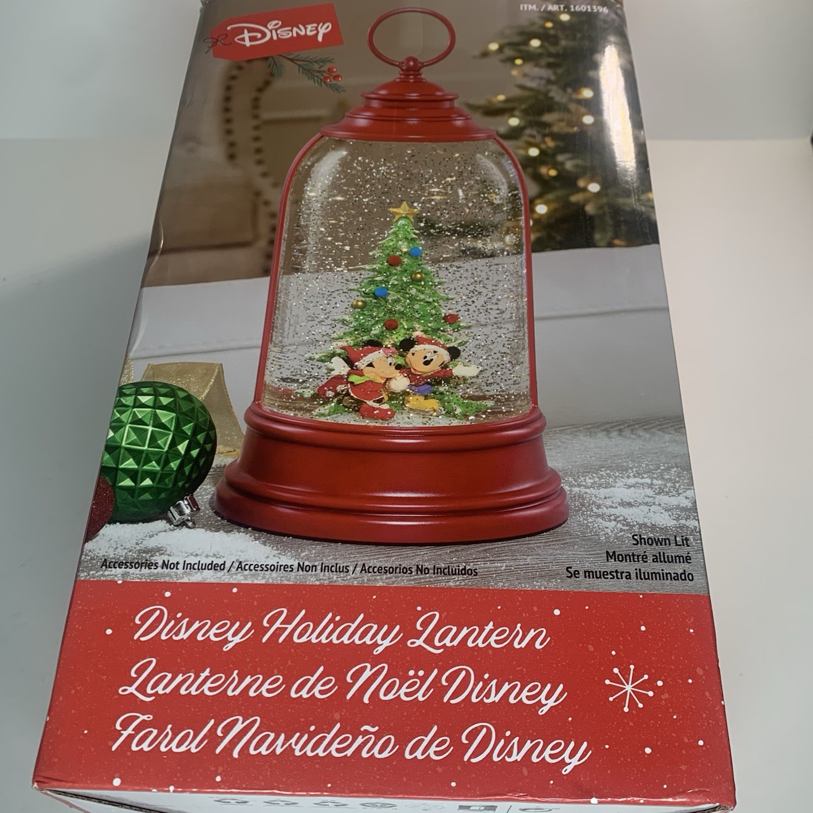 Disney Holiday Lantern Mickey Mouse Christmas Snow Water Globe Glitter 2023 Red