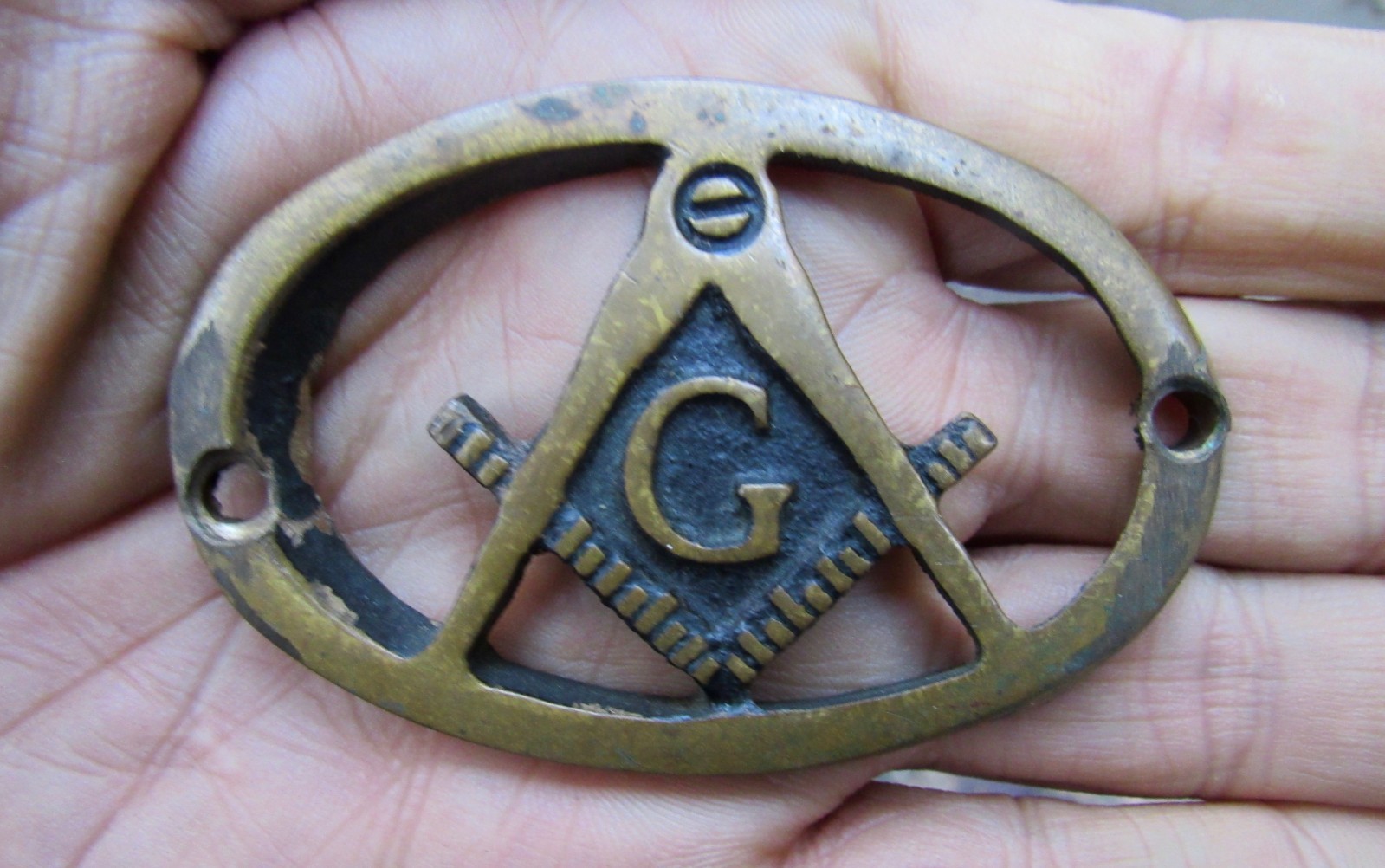 Vtg MASONIC Brass Plate EAM No-1 Entered Apprentice Mason Temple Order RARE VG+