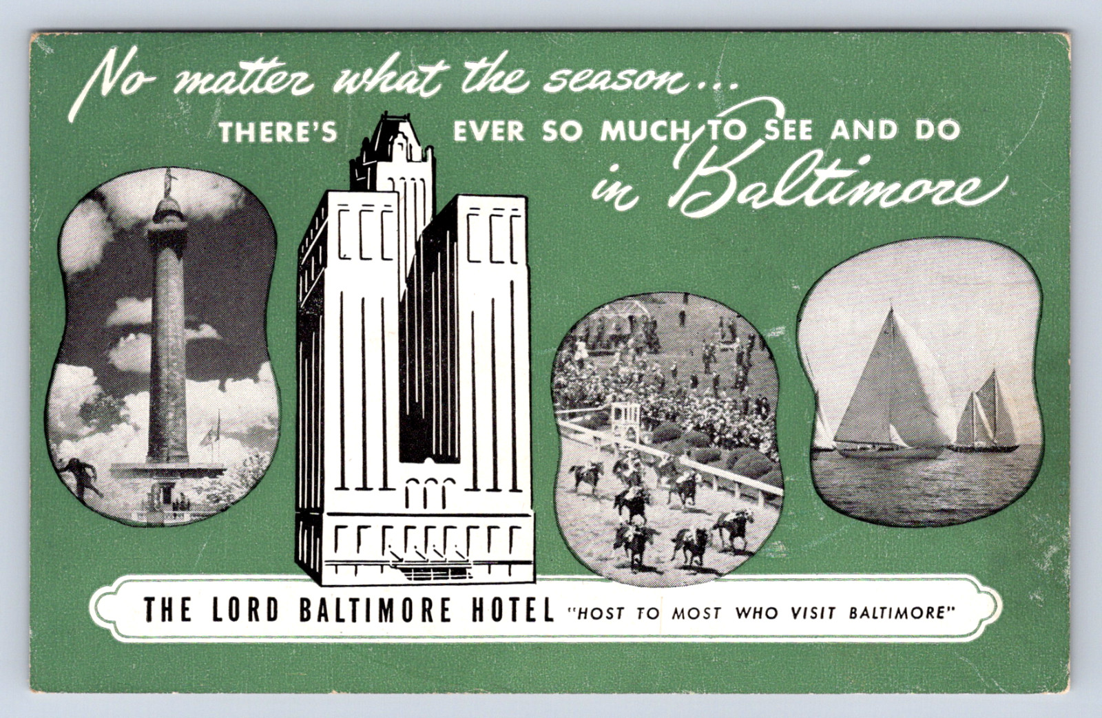 Vintage Postcard Lord Baltimore Hotel Ever So Much To See and Do