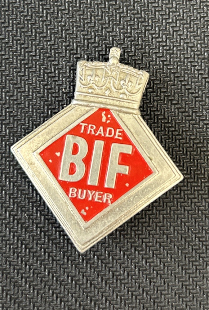 Vintage 50’s BIF Trade Buyer Enamel Badge Numbered 91642 JR Gaunt London British