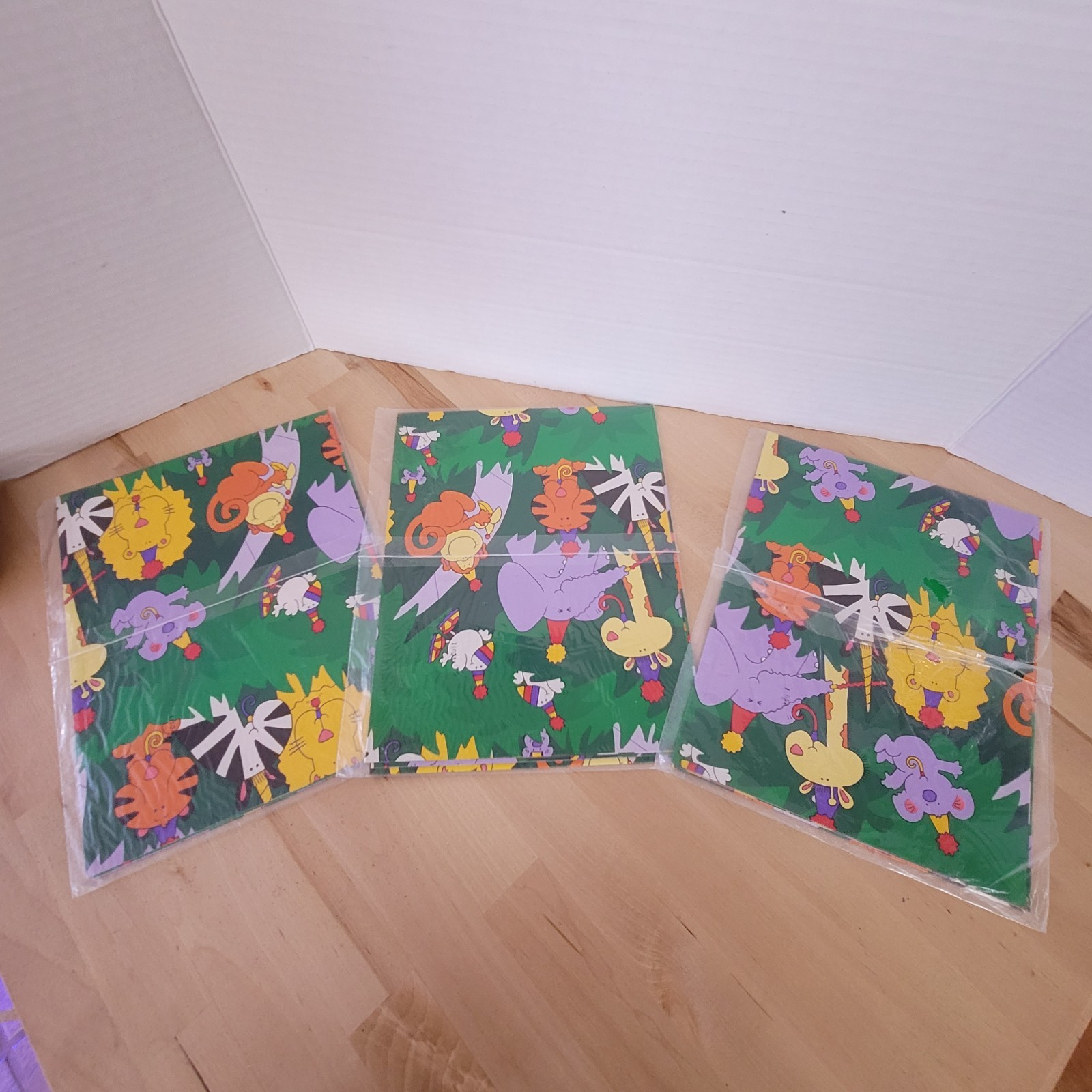 90s VTG American Greetings Zoo Animals Birthday Gift Wrap Wrapping Paper Monkey