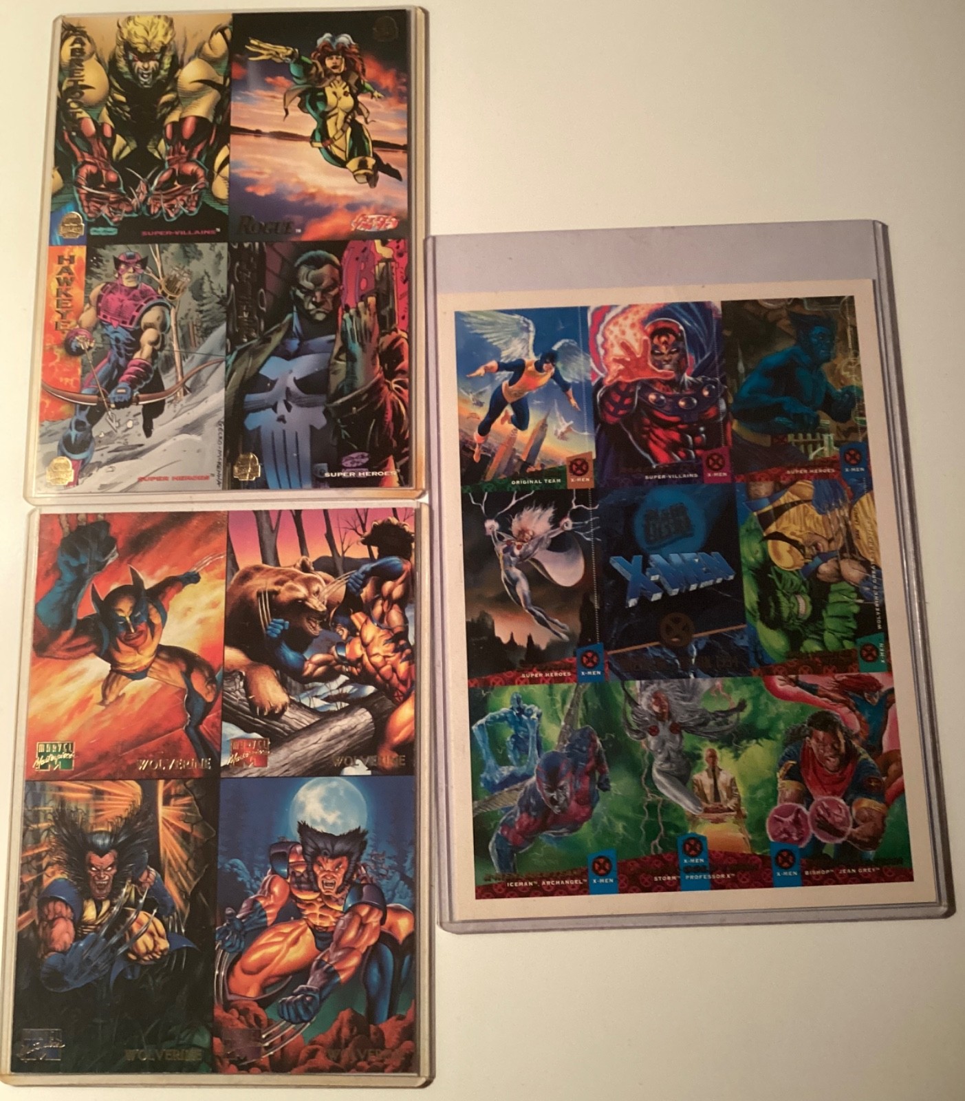 Fleer Marvel 1994-95 Uncut Multi Card Oversized Promo Sheets W/ Damage X3