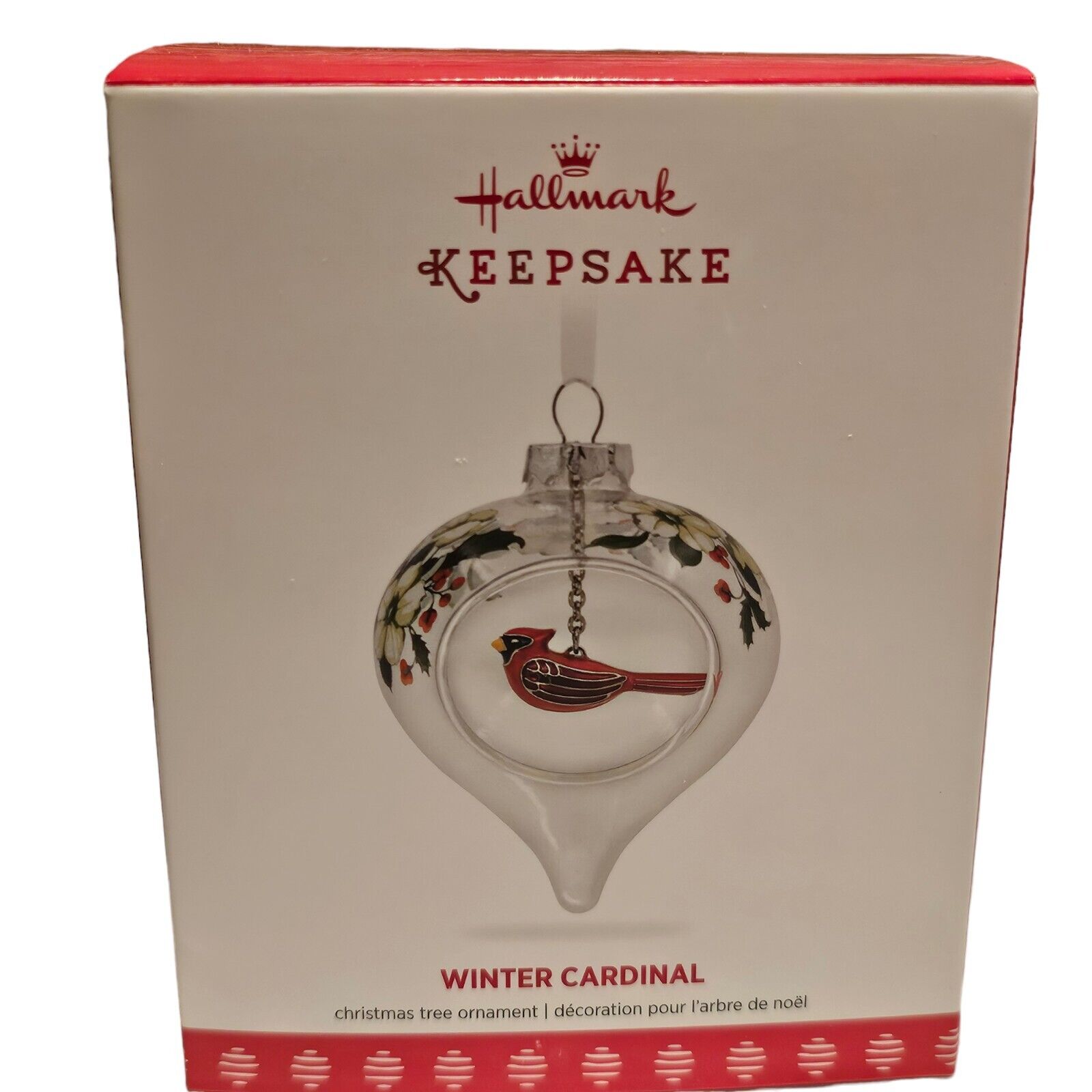 2017 Hallmark Keepsake Winter Cardinal Glass & Enamel Bird Christmas Ornament
