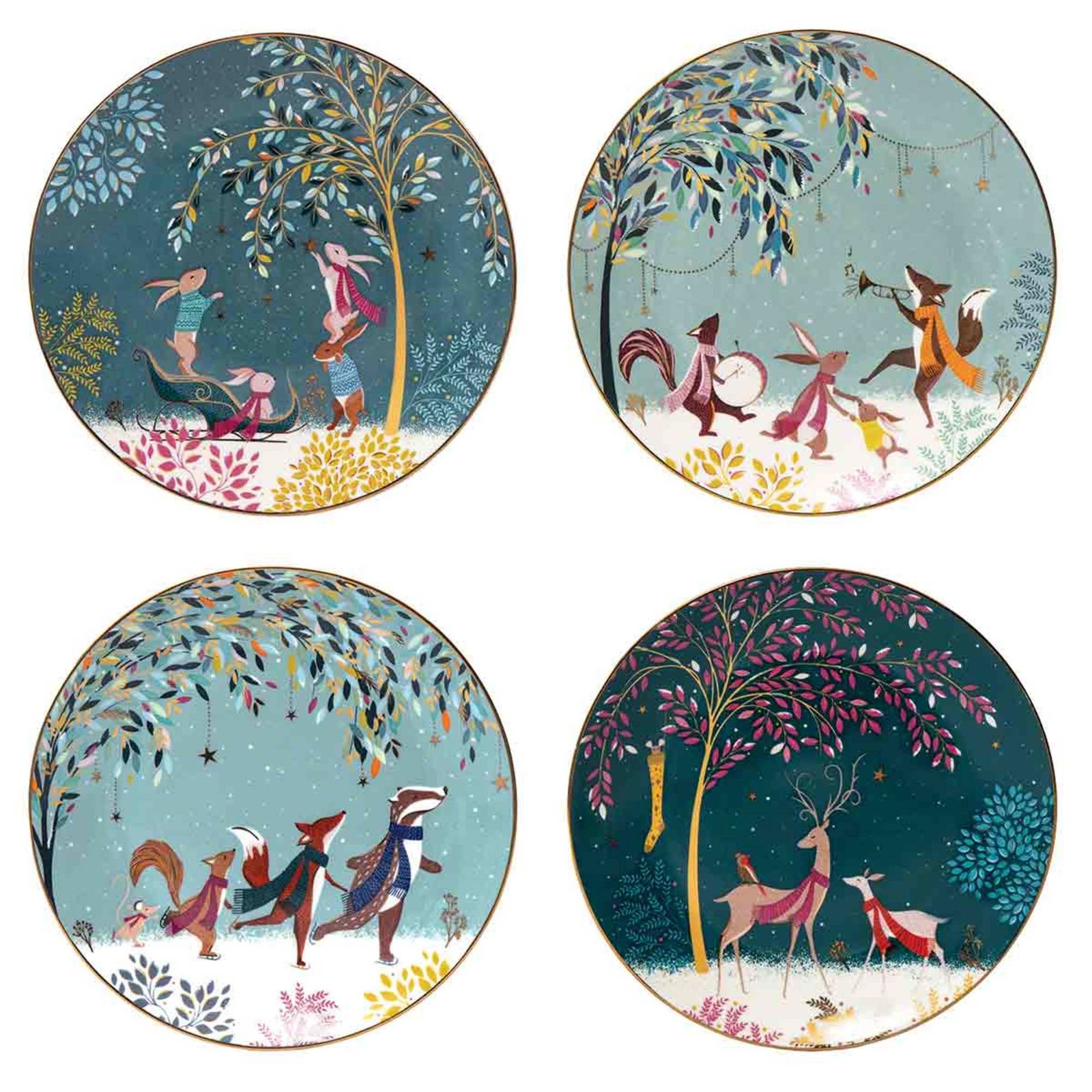 Sara Miller Woodland Tales Plates, Set of 4