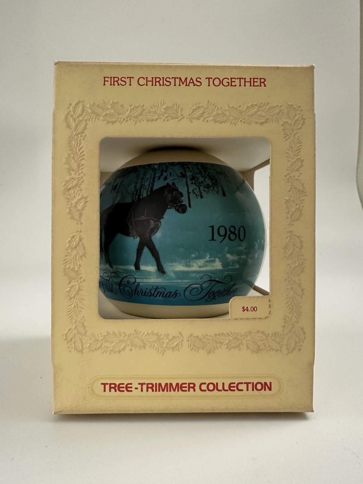 Vintage Hallmark Glass Ornament First Christmas Together Dated 1980 in Box