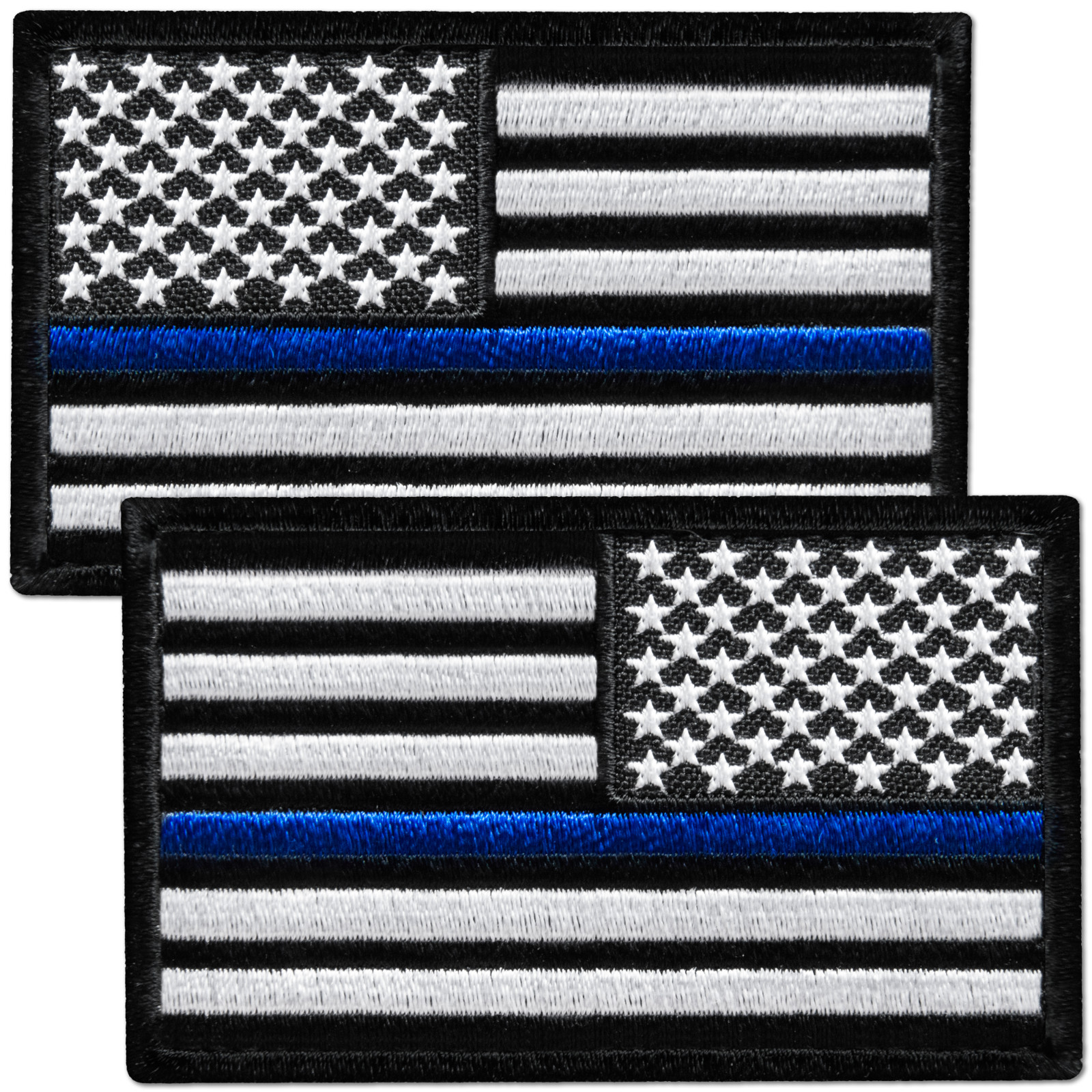 2Pcs Thin Blue Line Flag, Regular and Reversed, Police American Flag Patch