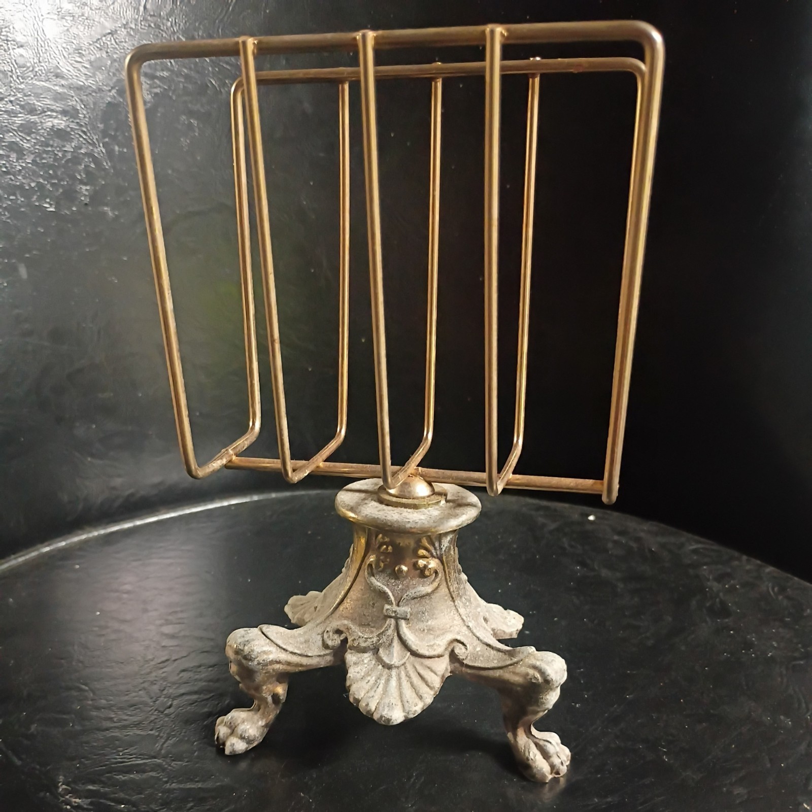 Antique Brass Napkin/Letter Holder BWM NY #107 1920’s Ornate Claw Feet