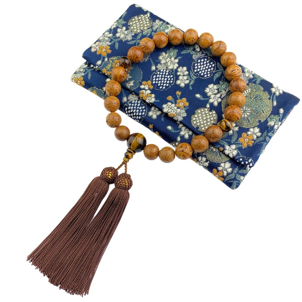 Men s 22-bead Buddhist Prayer Beads, Longan Bodhi Tree and Tiger Eye Stone,