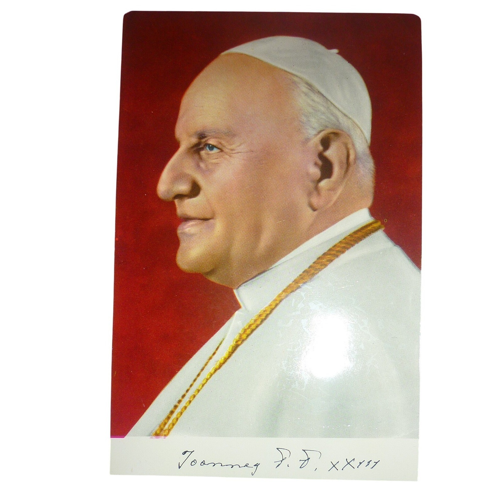 Vintage Pope John XXIII Postcard Joannes P.P. XXIII Profile Italy Fotocolor