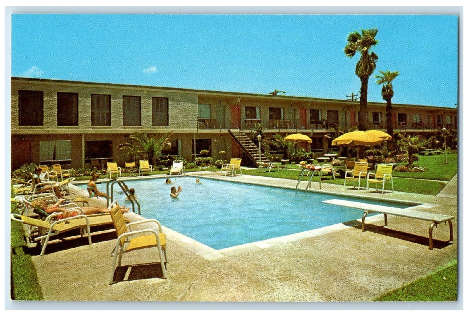 c1960 Gaido's Motel Beach Boulevard Galveston Texas TX Vintage Antique Postcard